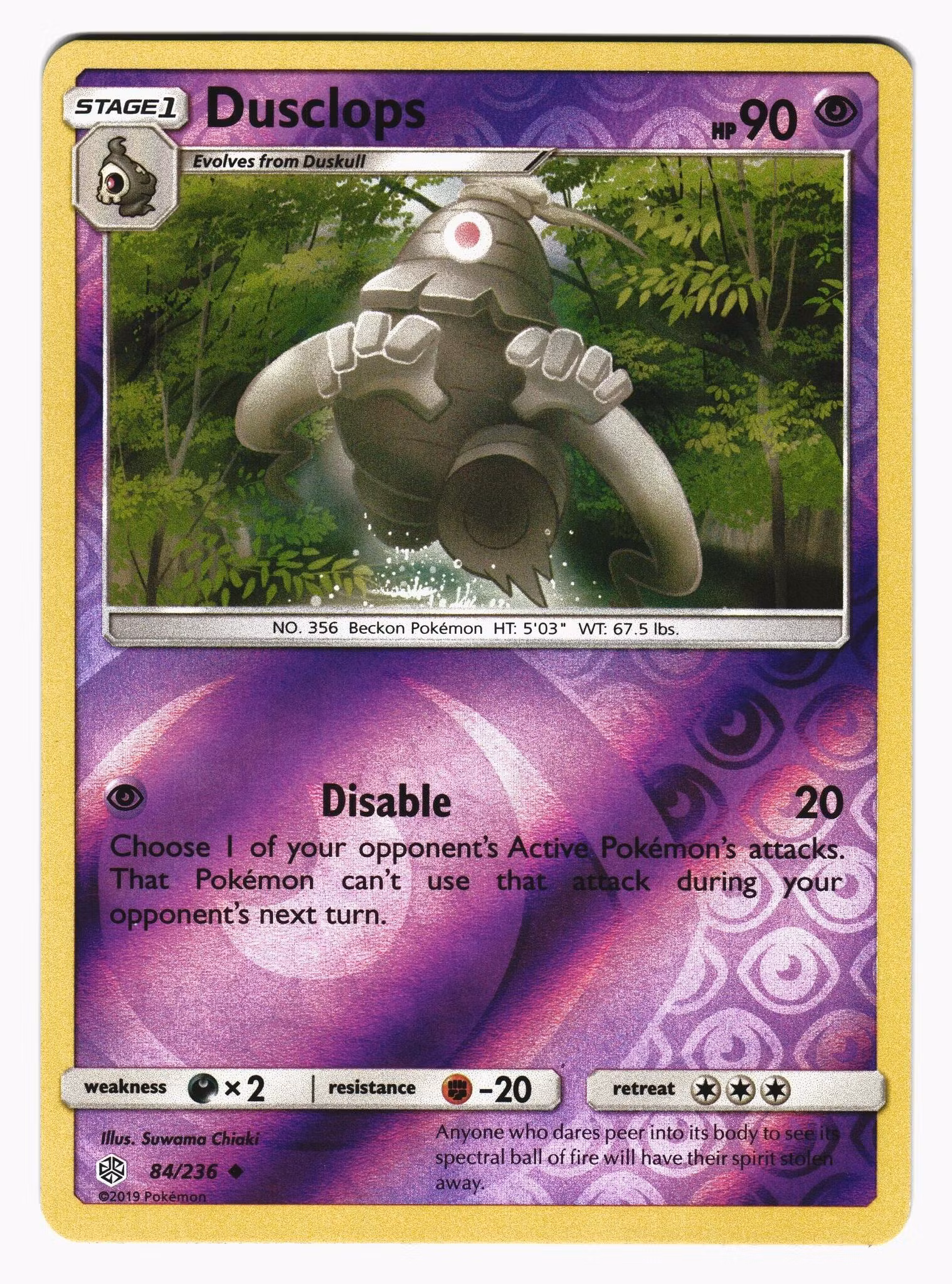 Dusclops Reverse Holo Uncommon 84/236 Cosmic Eclipse Pokemon