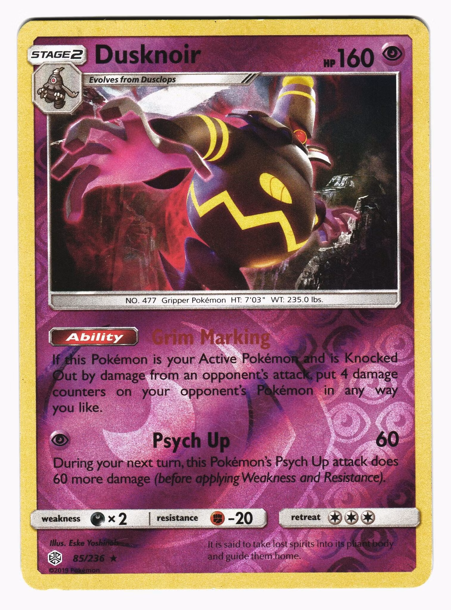 Dusknoir Reverse Holo Rare 85/236 Cosmic Eclipse Pokemon