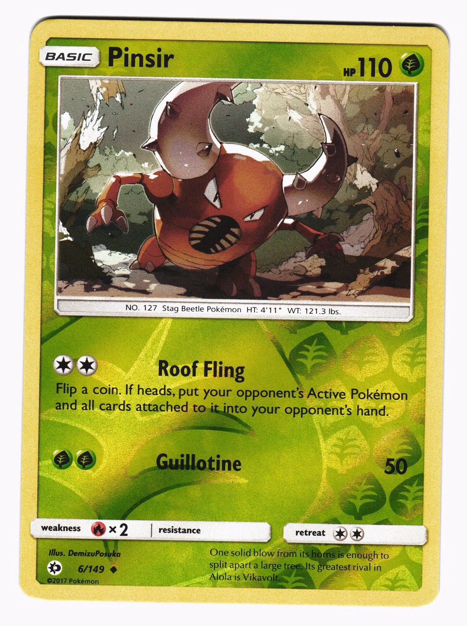 Pinsir Reverse Holo Uncommon 6/149 Sun & Moon Pokemon