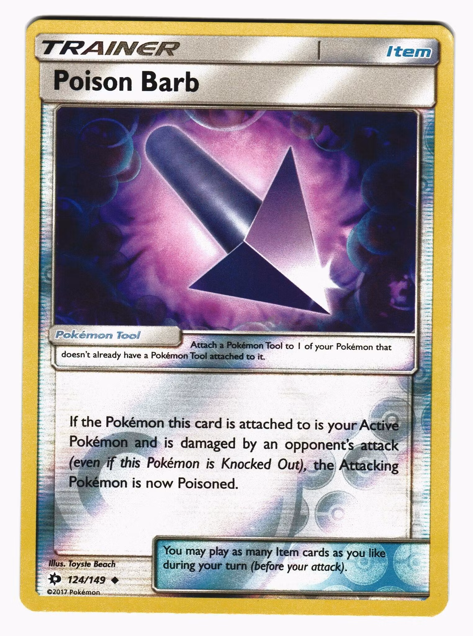 Poison Barb Reverse Holo Uncommon 124/149 Sun & Moon Pokemon
