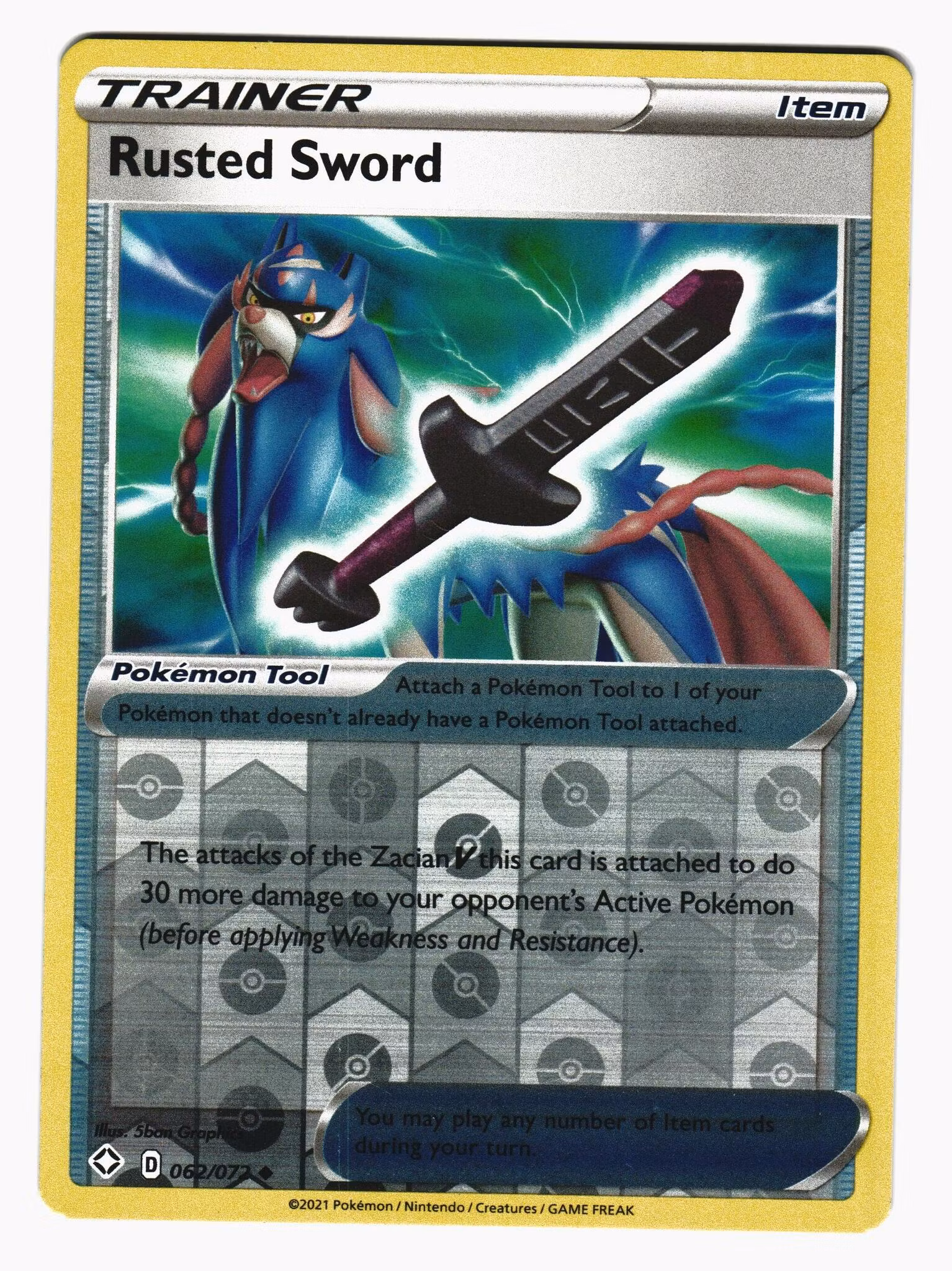 Rusted Sword Reverse Holo Uncommon 062/072 Shining Fates Pokemon