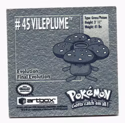 Vileplume #45 Stickers 1999 Series 1 Pokemon