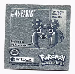 Paras #46 Stickers 1999 Series 1 Pokemon