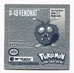 Venonat #48 Stickers 1999 Series 1 Pokemon