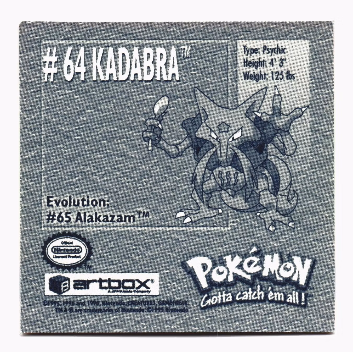 Kadabra #64 Stickers 1999 Series 1 Pokemon