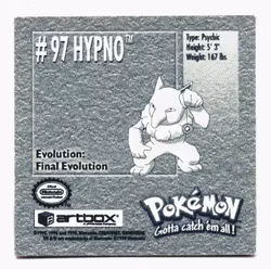 Hypno #97 Stickers 1999 Series 1 Pokemon