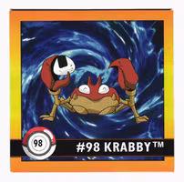Krabby #98 Stickers 1999 Series 1 Pokemon