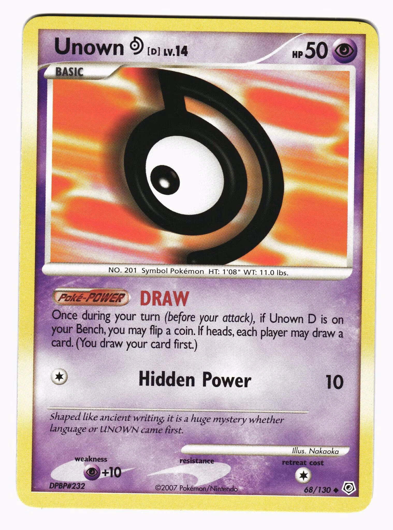 Unown (D) Uncommon 68/130 Diamond & Pearl Pokemon