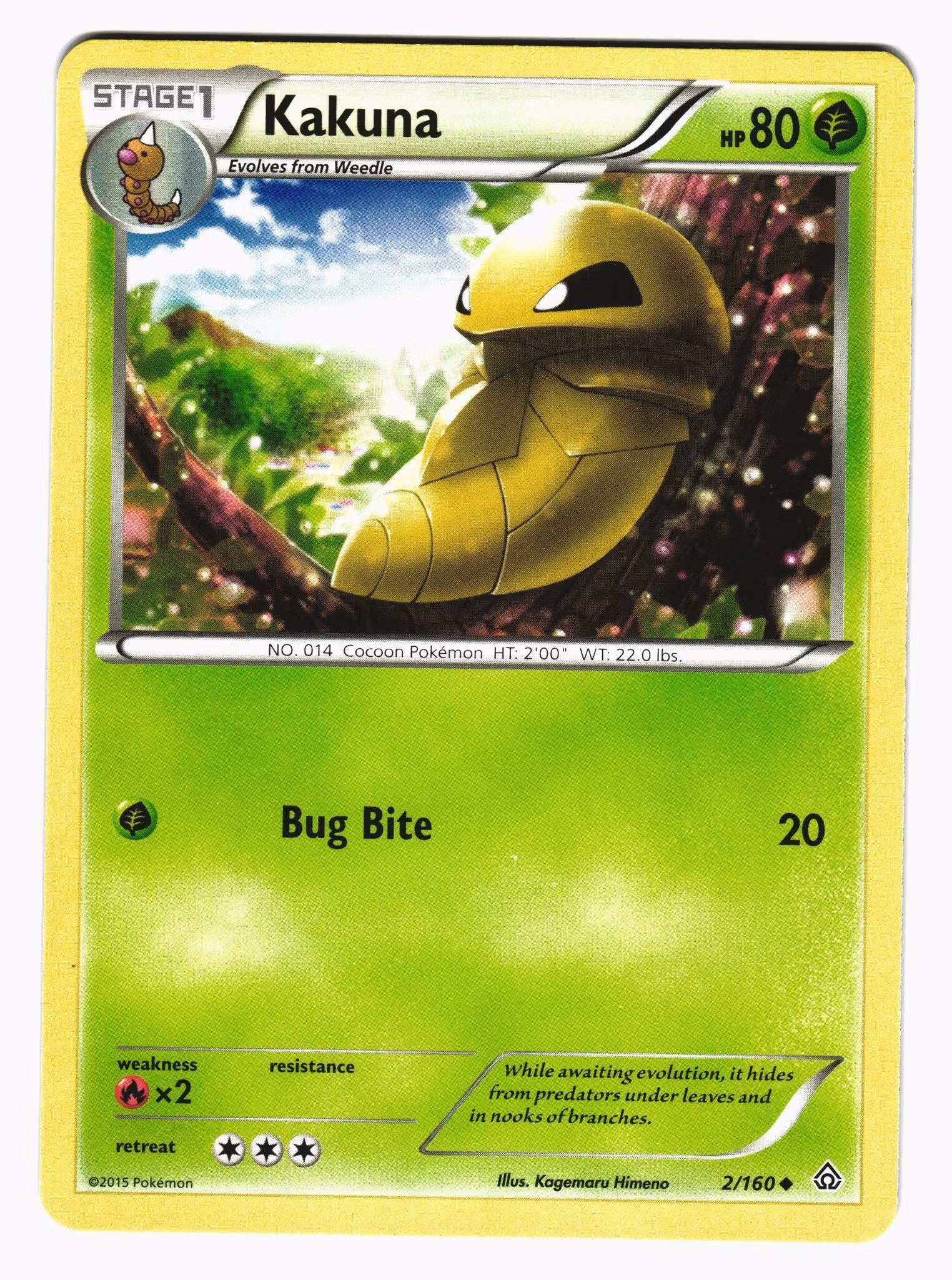 Kakuna Uncommon 2/160 Primal Clash Pokemon