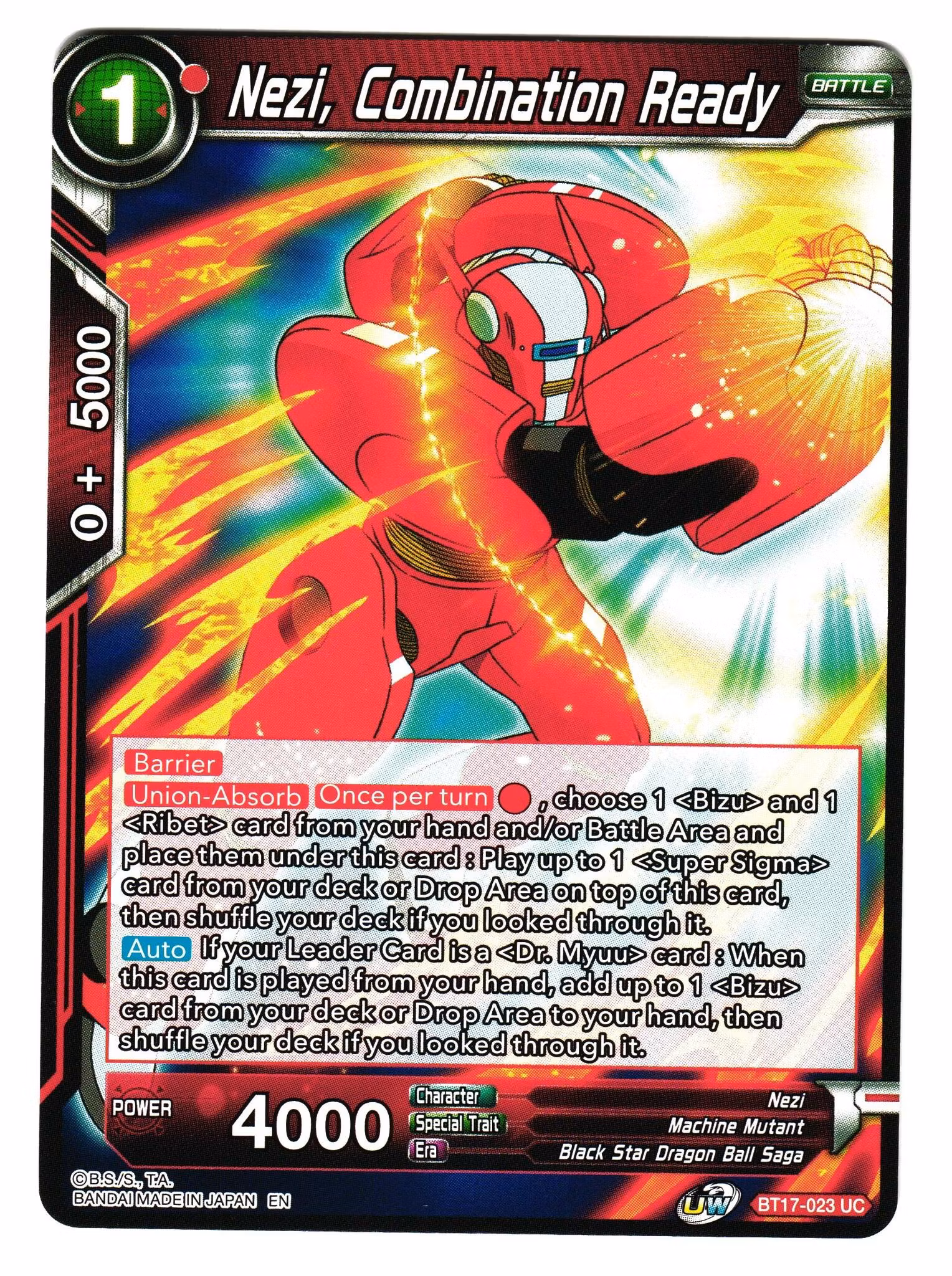 Nezi Combination Ready BT17-023 Uncommon Dragon Ball Ultimate Squad