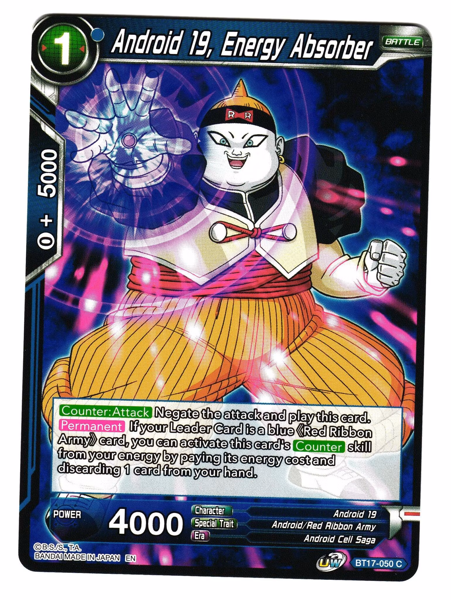 Android 19 Energy Absorber BT17-050 Common Dragon Ball Ultimate Squad