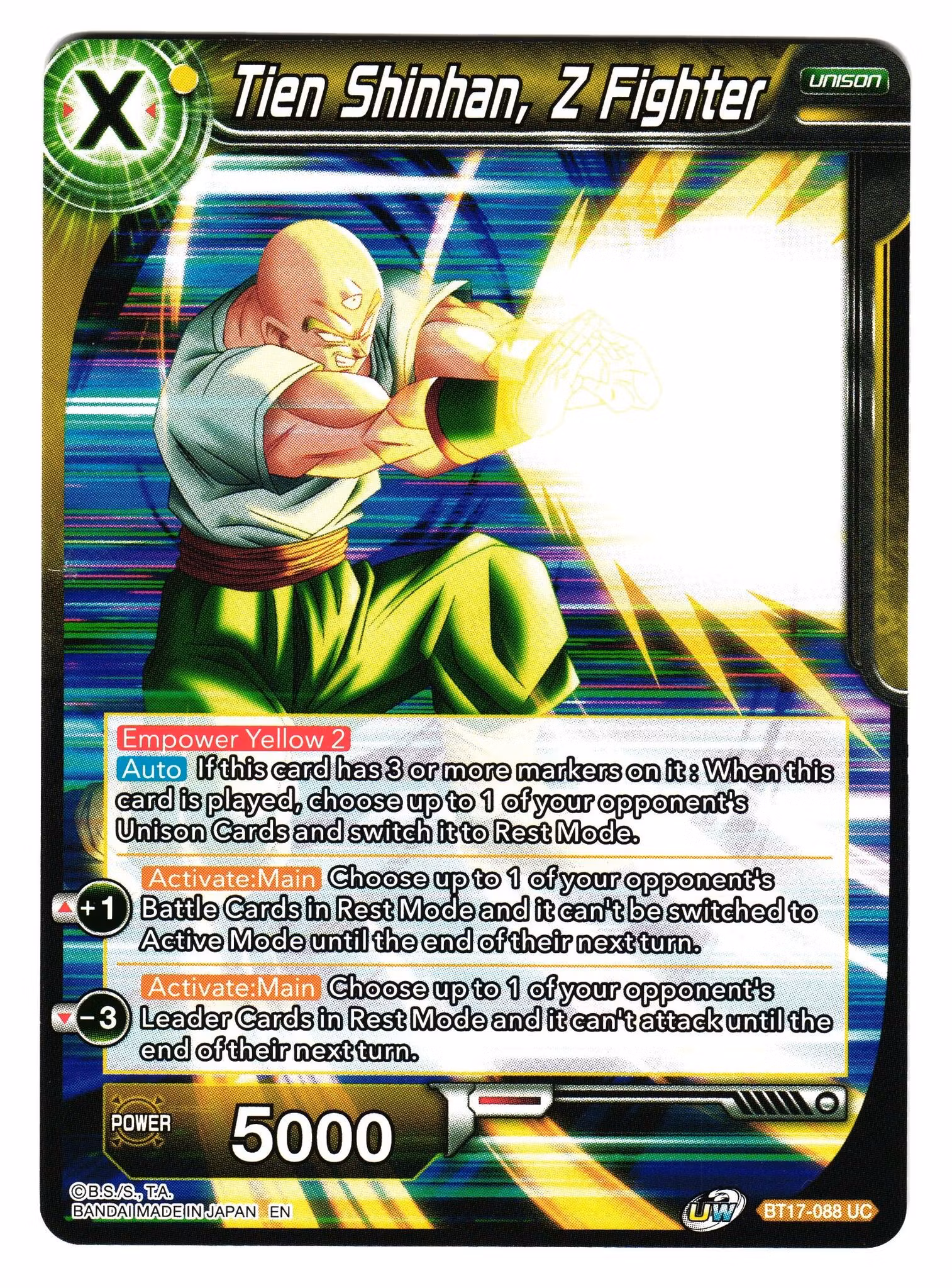 Tien Shinhan Z Fighter BT17-088 Uncommon Dragon Ball Ultimate Squad