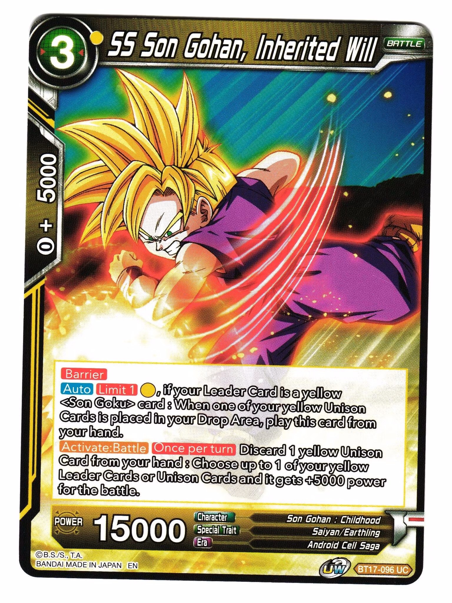 SS Son Gohan Inherited Will BT17-096 Uncommon Dragon Ball Ultimate Squad
