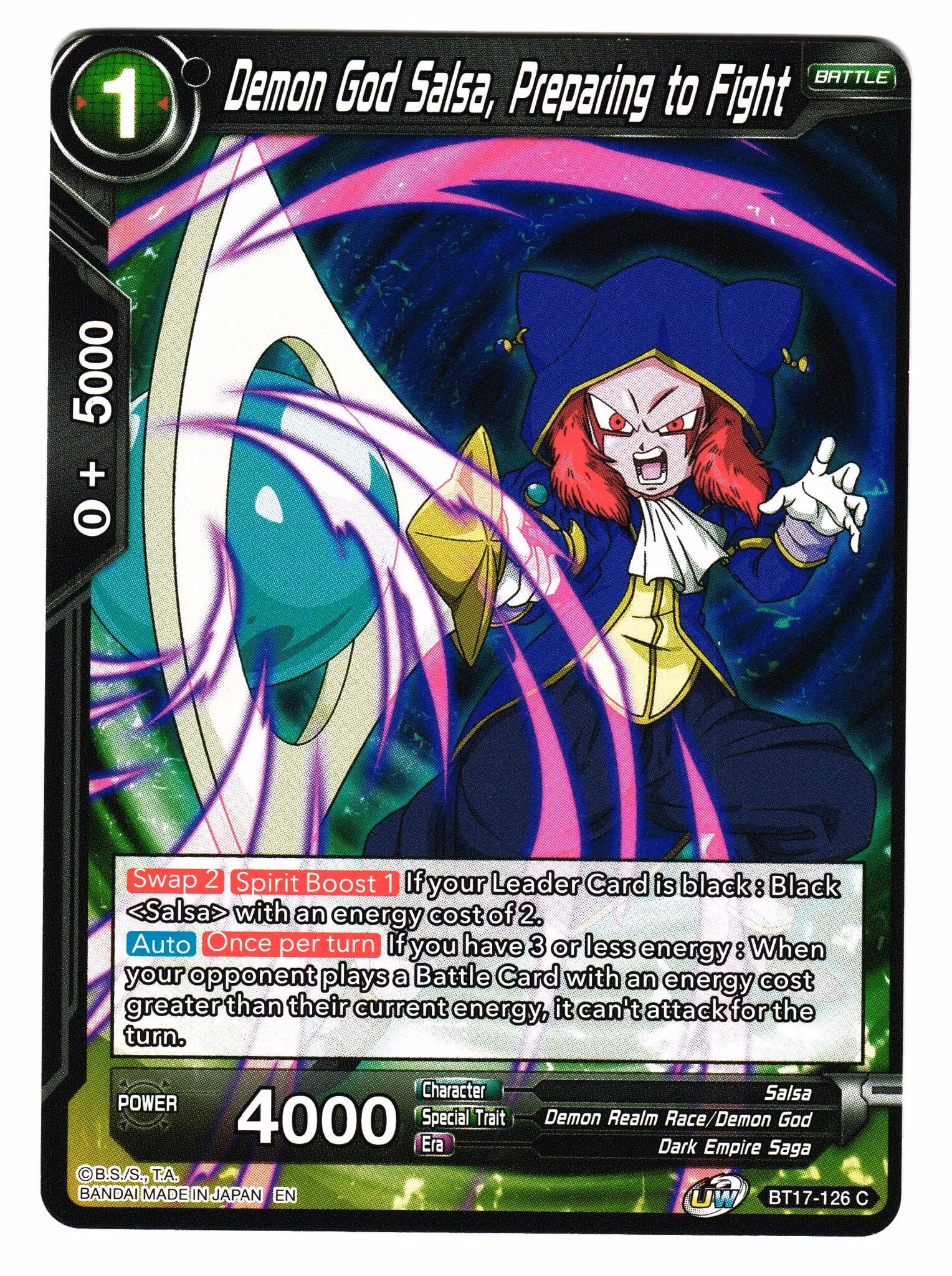 Demon God Salsa Preparing to Fight BT17-126 Common Dragon Ball Ultimate Squad