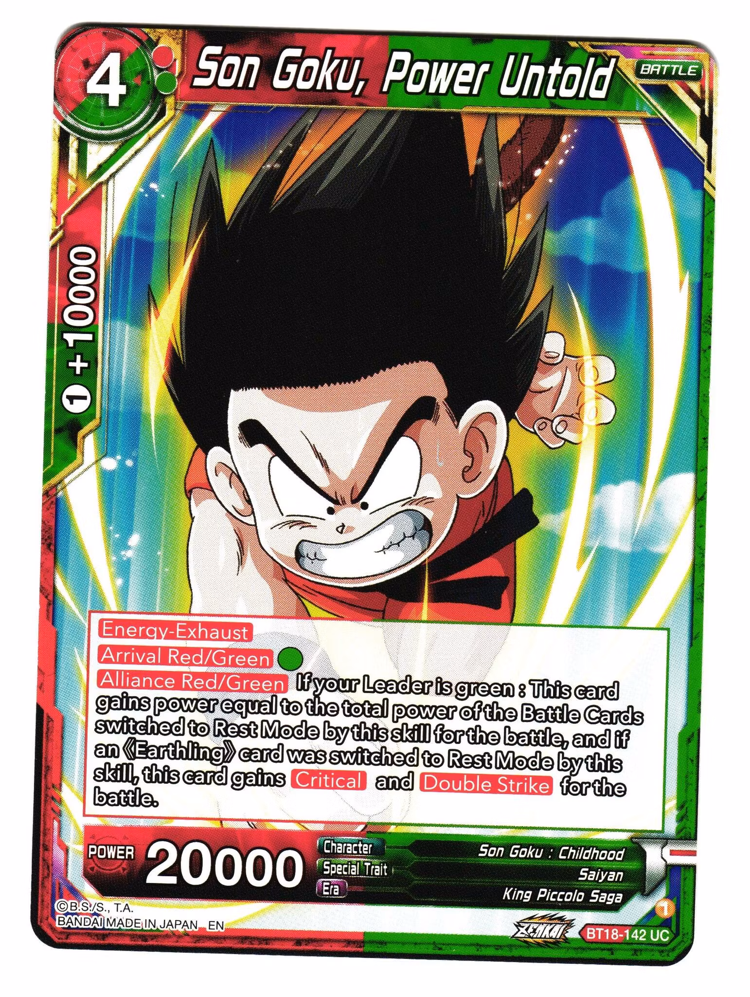 Son Goku Power Untold Bt18-142 Uncommon Dawn Of The Z-Legends Dragon Ball