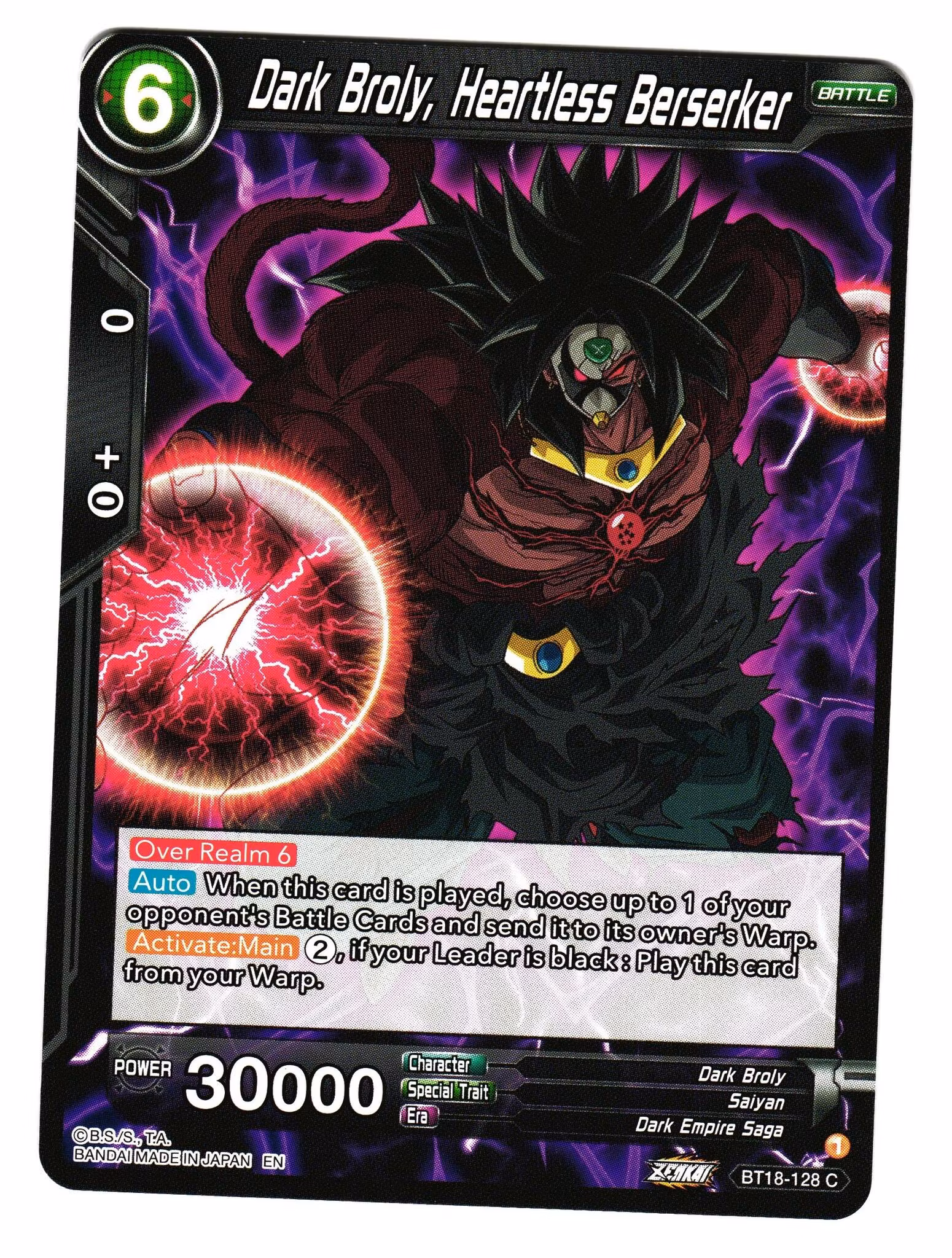 Dark Broly Heartless Berserker Bt18-128 Common Dawn Of The Z-Legends Dragon Ball