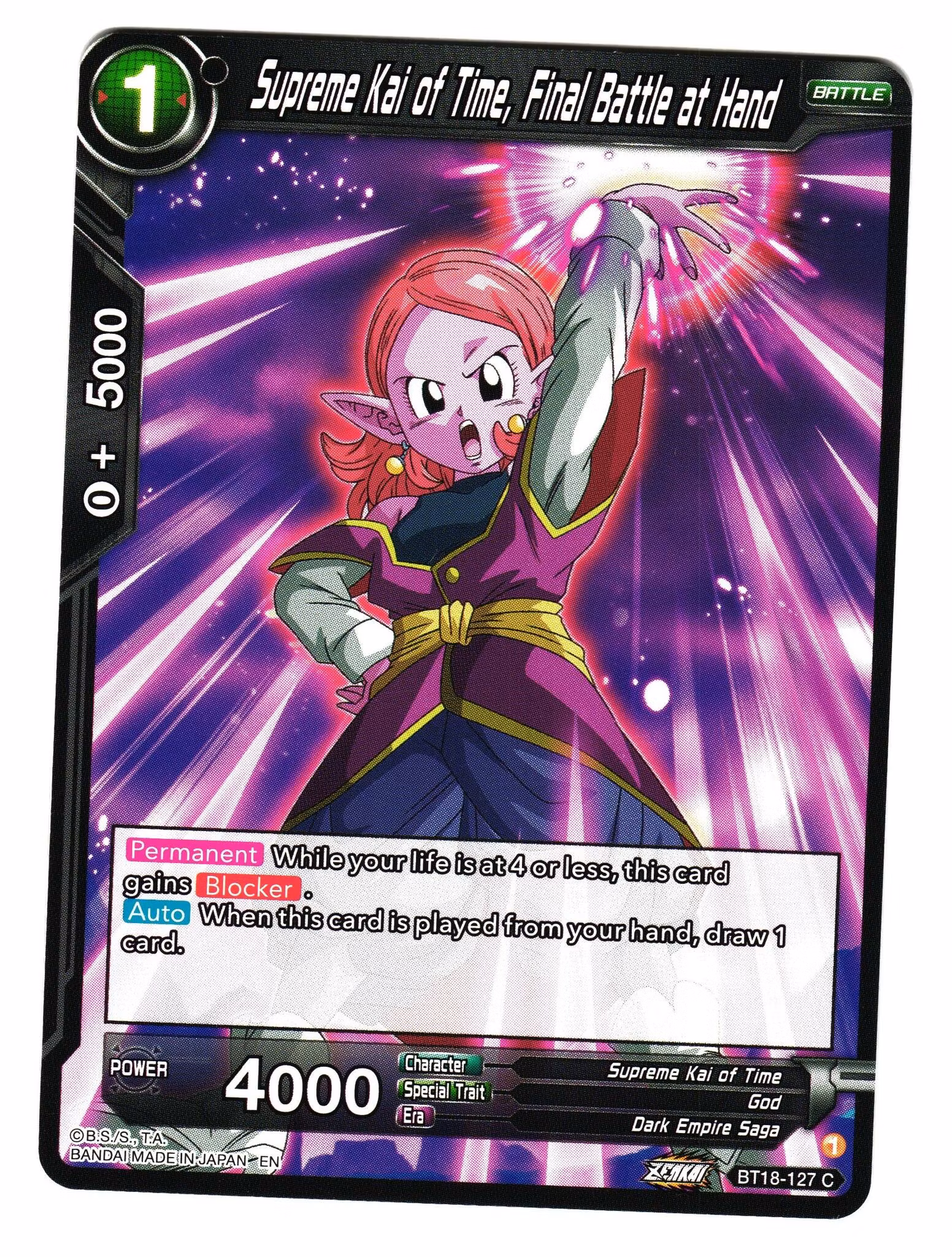 Supreme Kai of Time Final Battle at Hand Bt18-127 Common Dawn Of The Z-Legends Dragon Ball