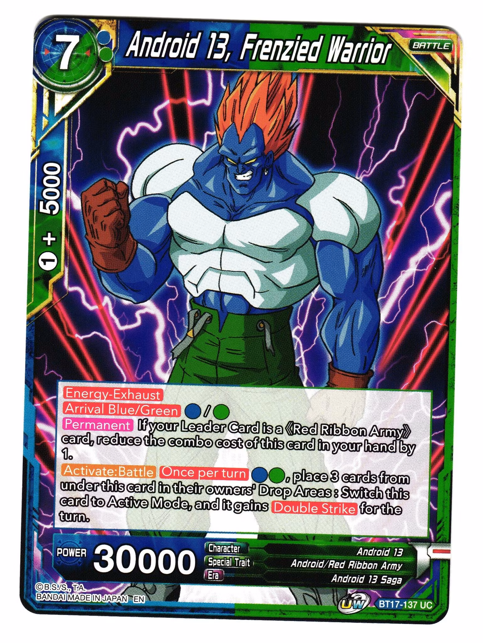 Android 13 Frenzied Warrior BT17-137 Uncommon Dragon Ball Ultimate Squad