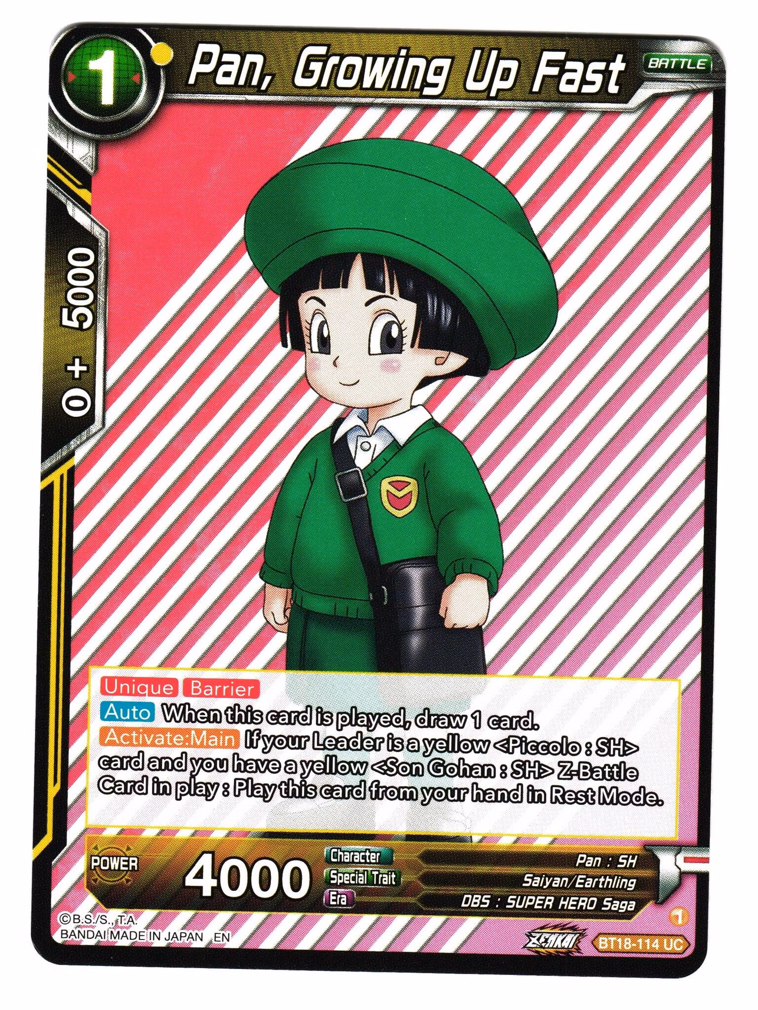 Pan Growing Up Fast Bt18-114 Uncommon Dawn Of The Z-Legends Dragon Ball