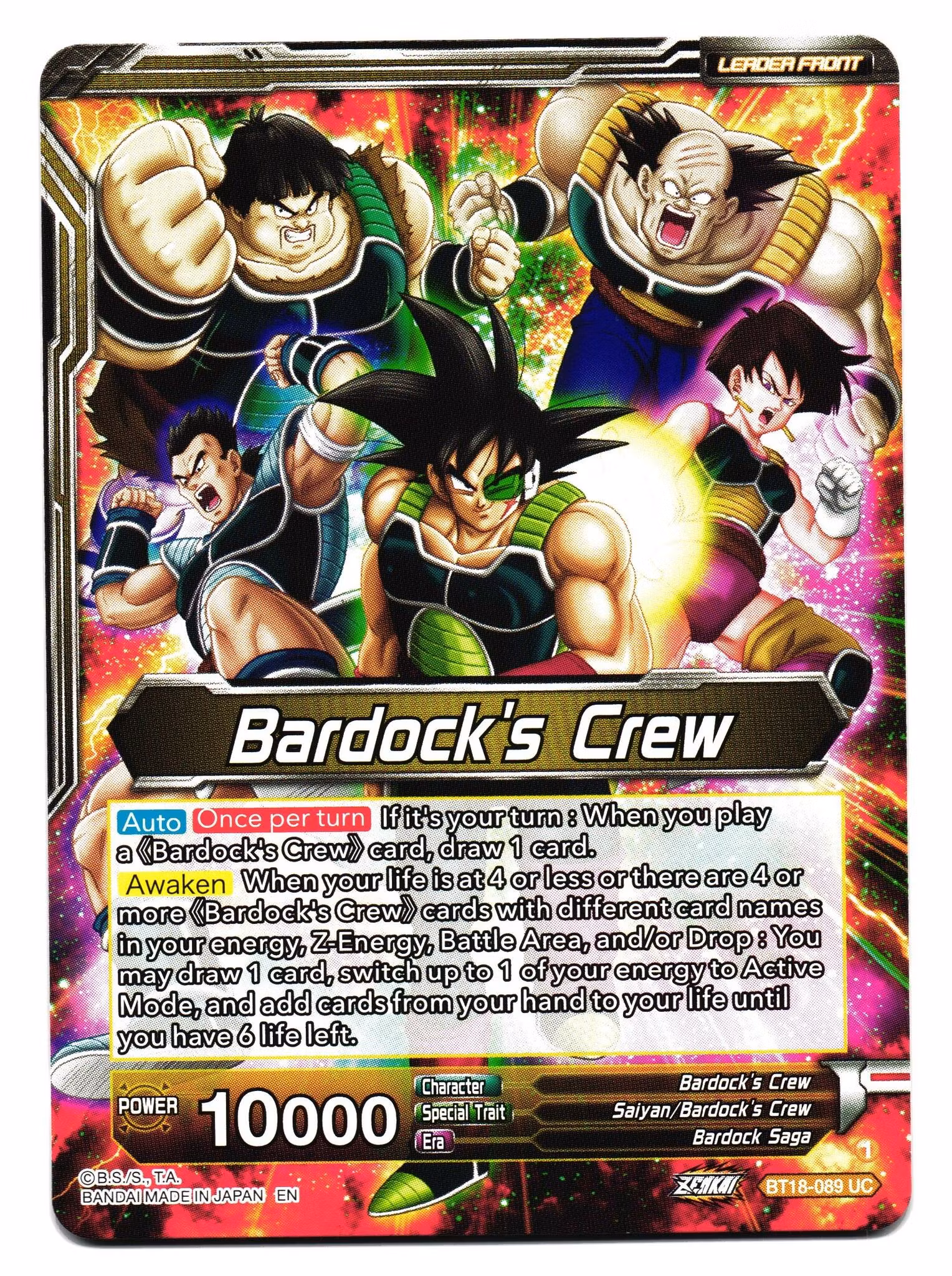 Bardocks Crew Bt18-89 Uncommon Dawn Of The Z-Legends Dragon Ball