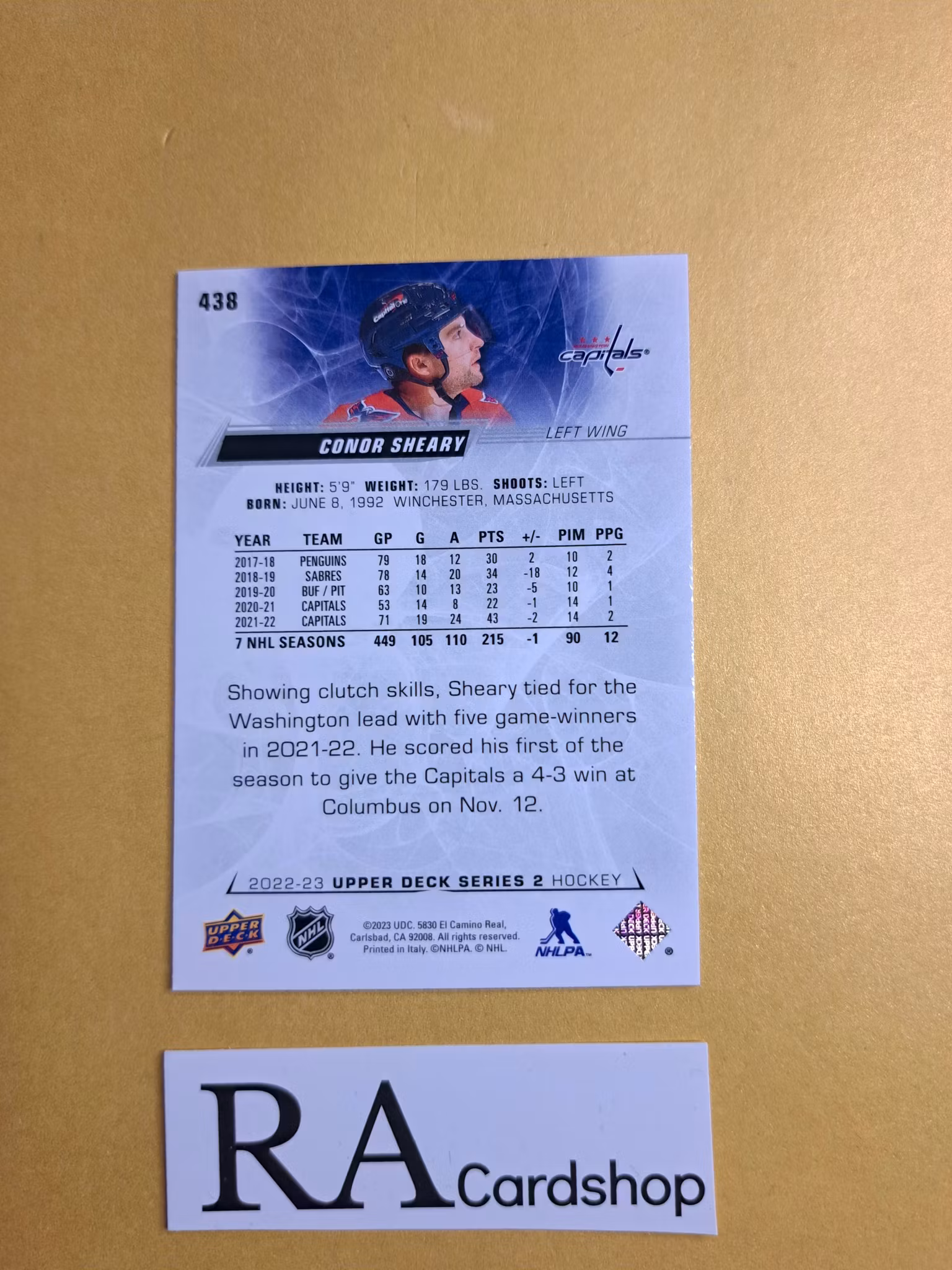 #438 Conor Sheary 2022-23 Upper Deck Series 2 Hockey