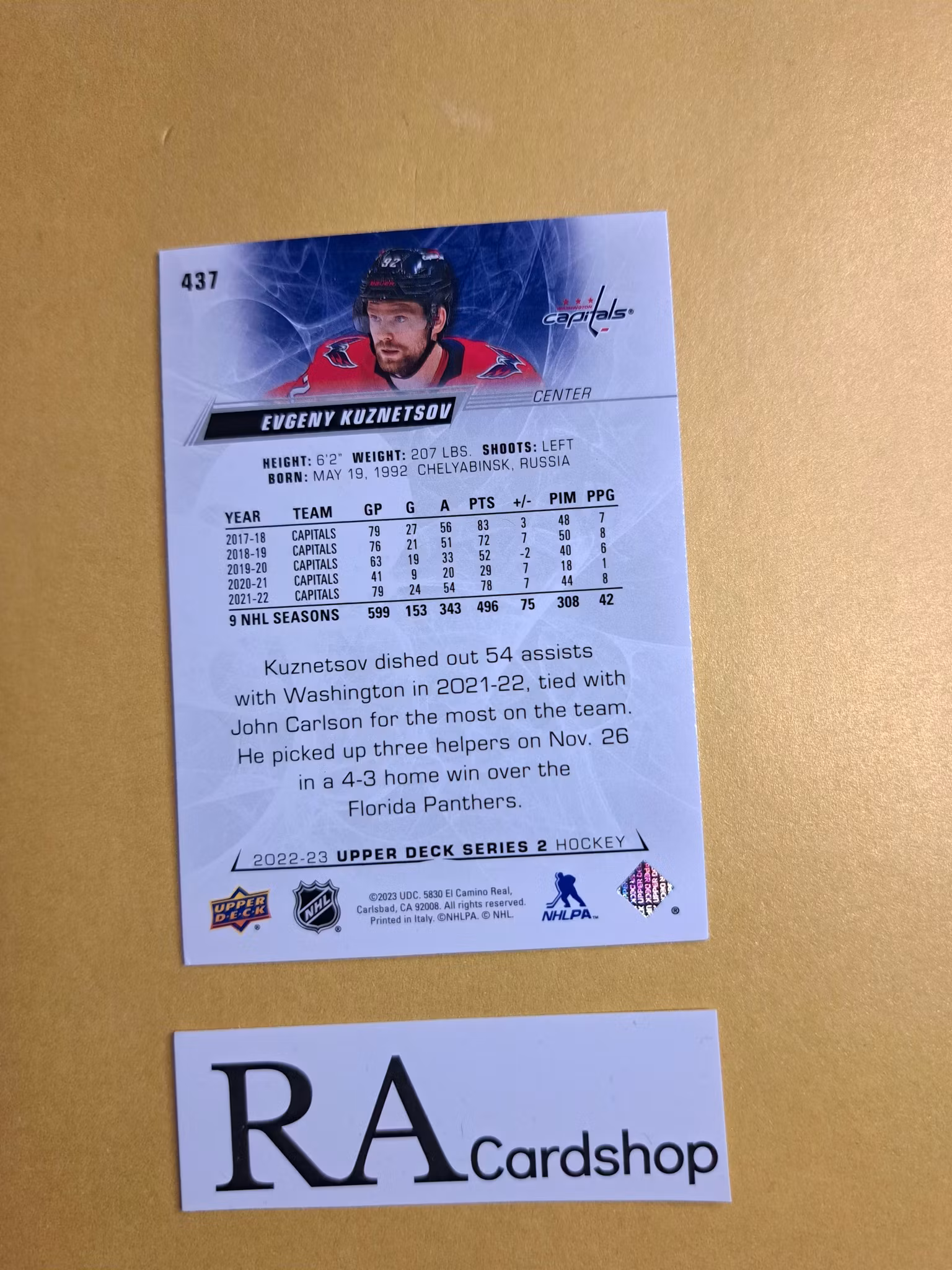 #437 Evgeny Kuznetsov 2022-23 Upper Deck Series 2 Hockey