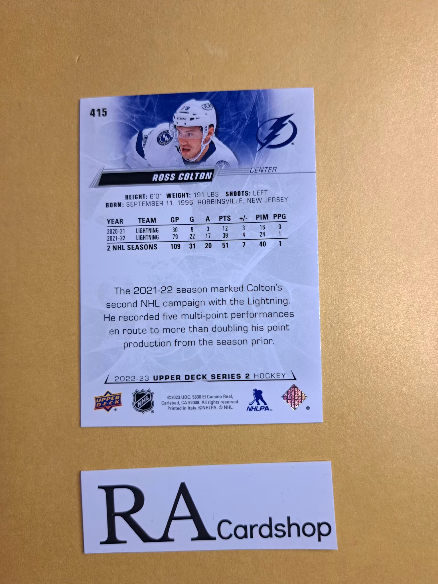 #415 Ross Colton 2022-23 Upper Deck Series 2 Hockey