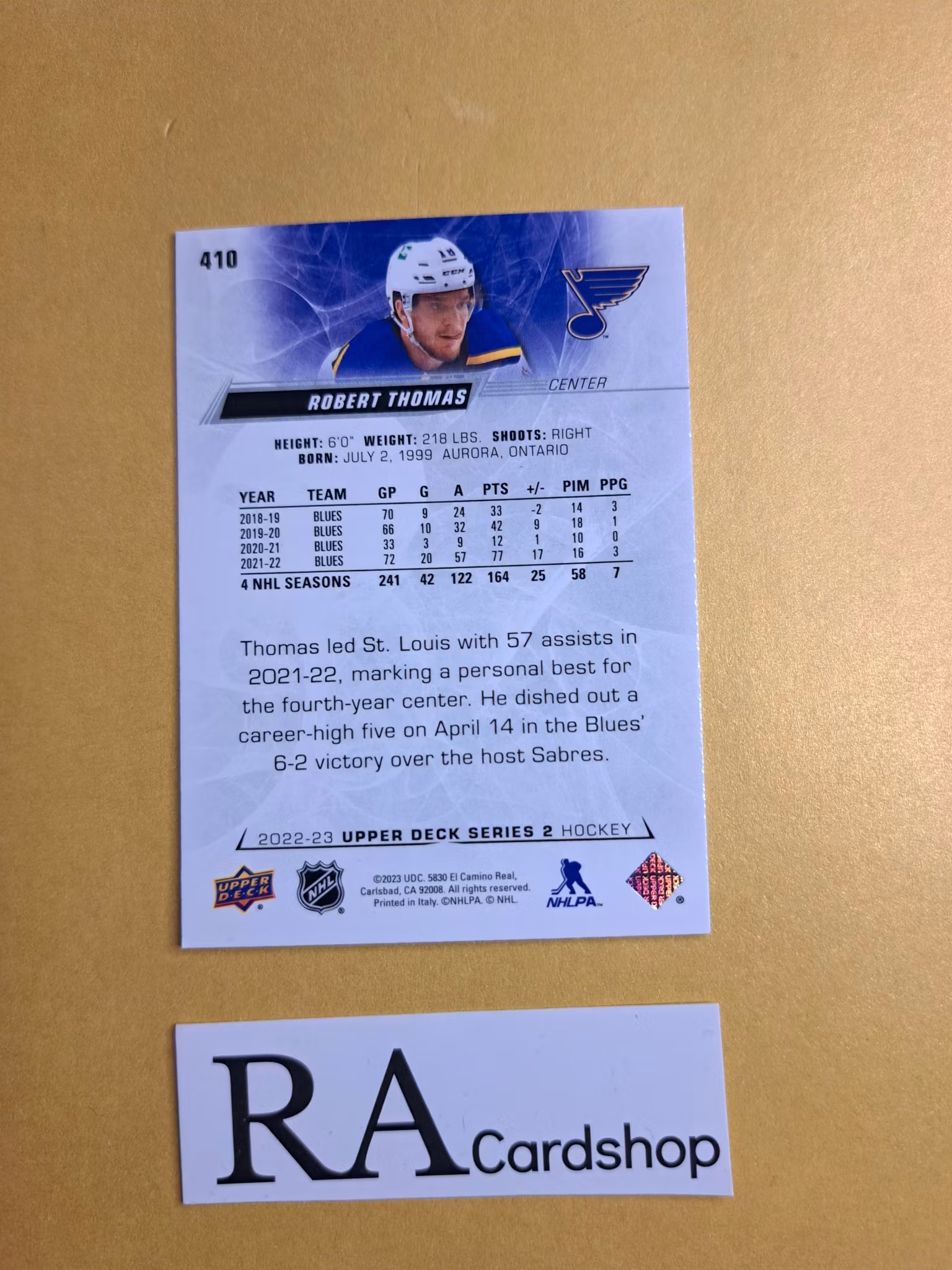 #410 Robert Thomas 2022-23 Upper Deck Series 2 Hockey