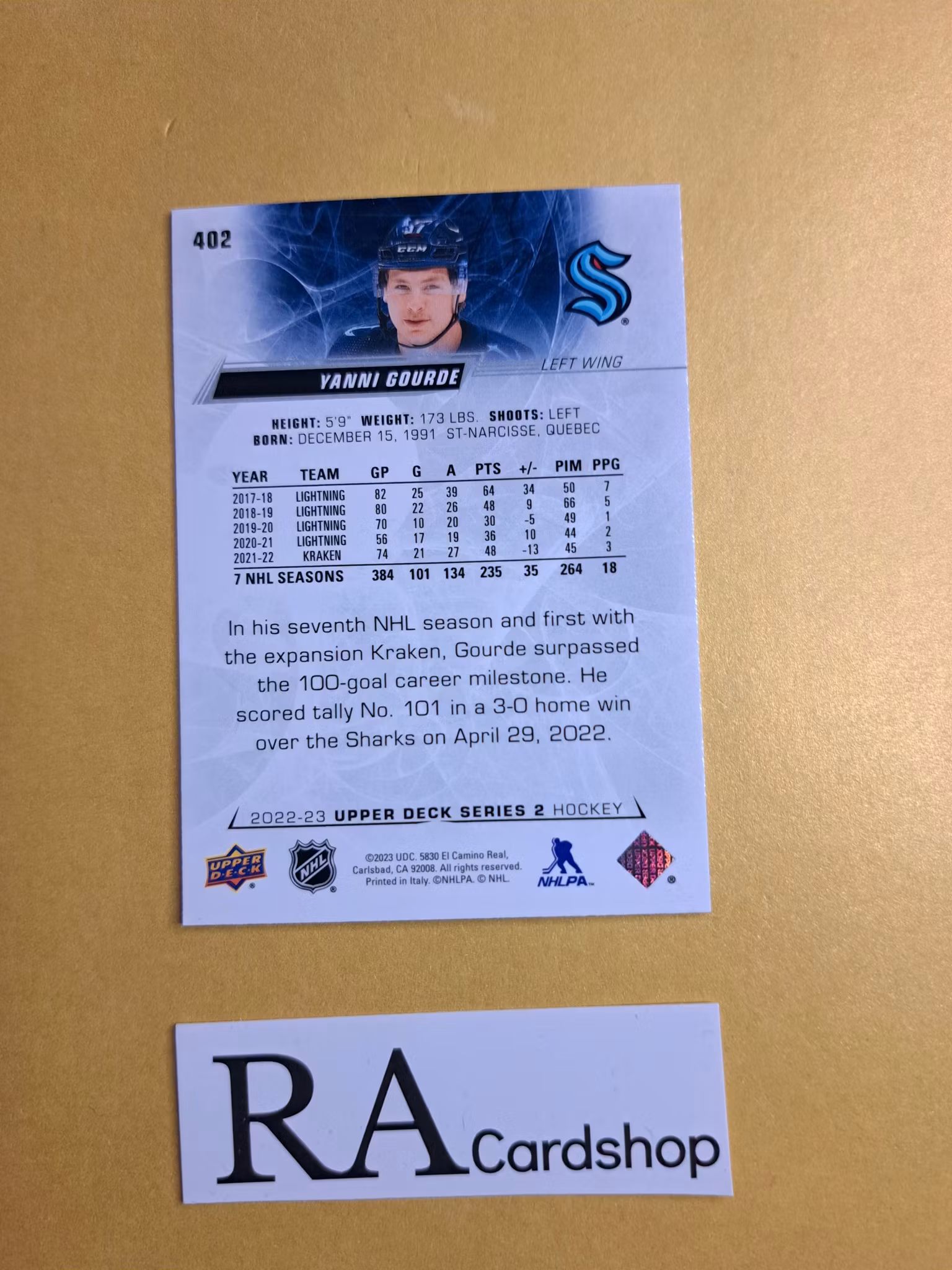 #402 Yanni Gourde 2022-23 Upper Deck Series 2 Hockey