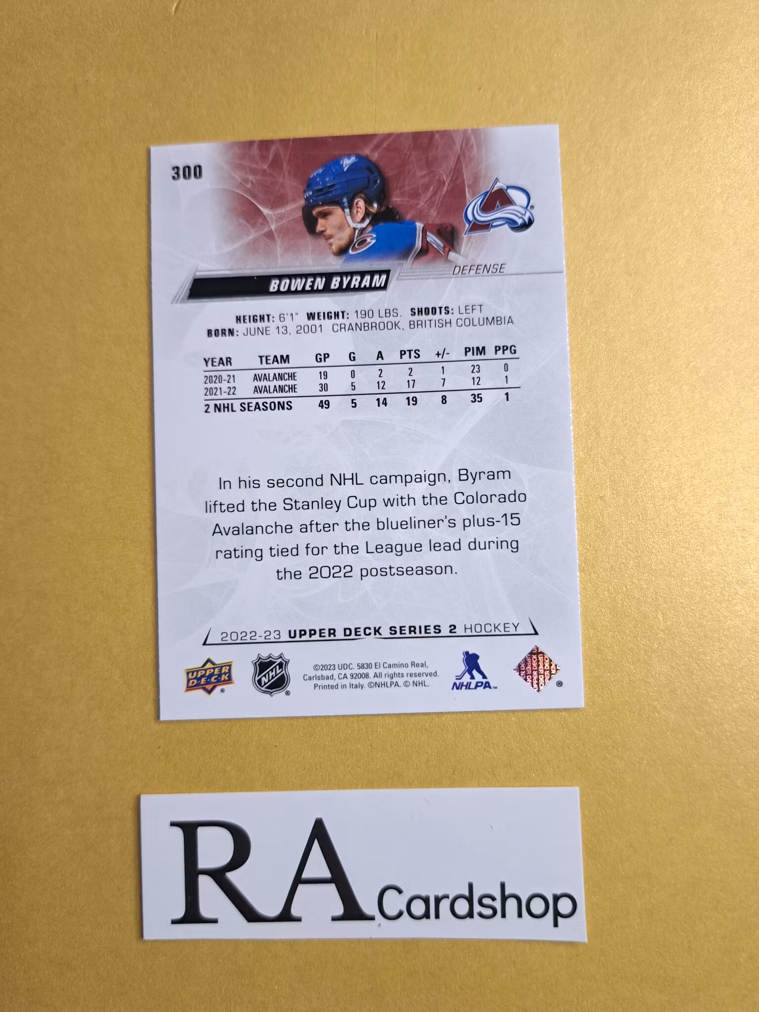 #300 Bowen Byram 2022-23 Upper Deck Series 2 Hockey