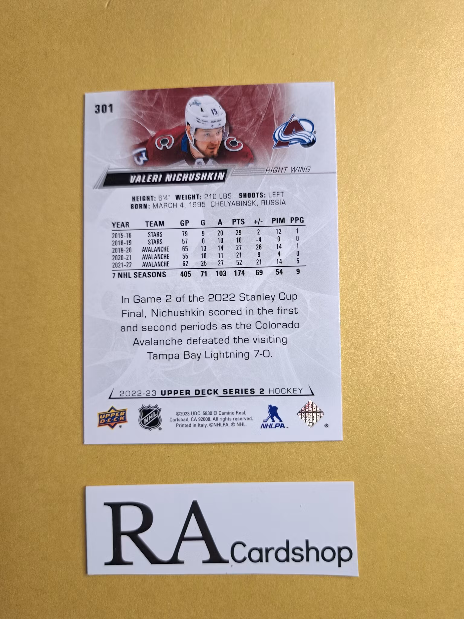 #301 Valeri Nichushkin 2022-23 Upper Deck Series 2 Hockey