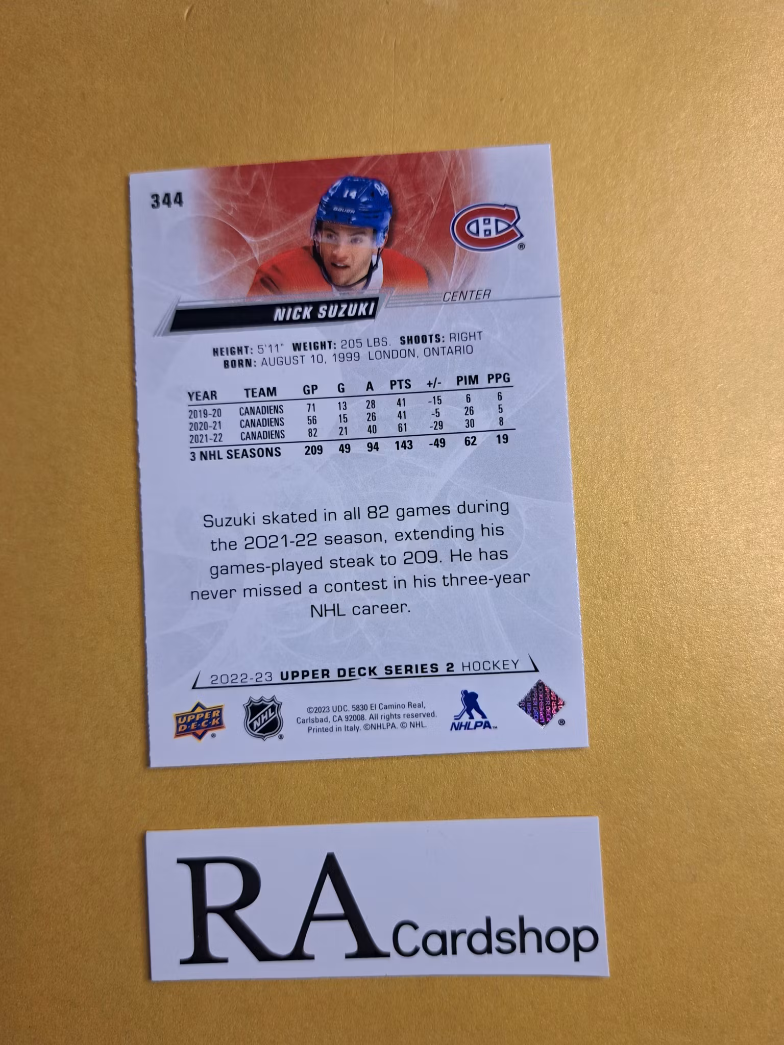 #344 Nick Suzuki 2022-23 Upper Deck Series 2 Hockey