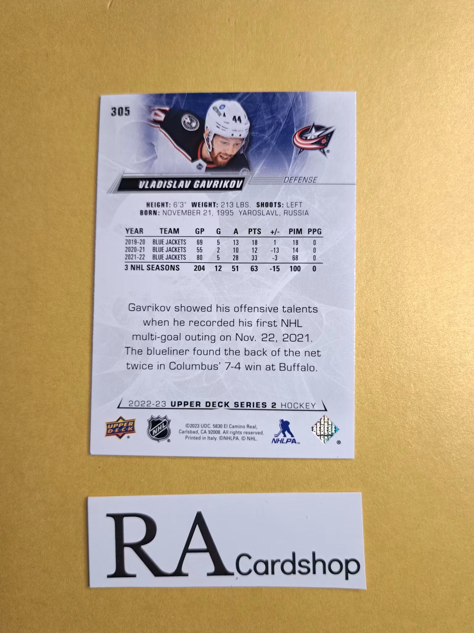 #305 Vladislav Gavrikov Upper Deck Series 2 Hockey