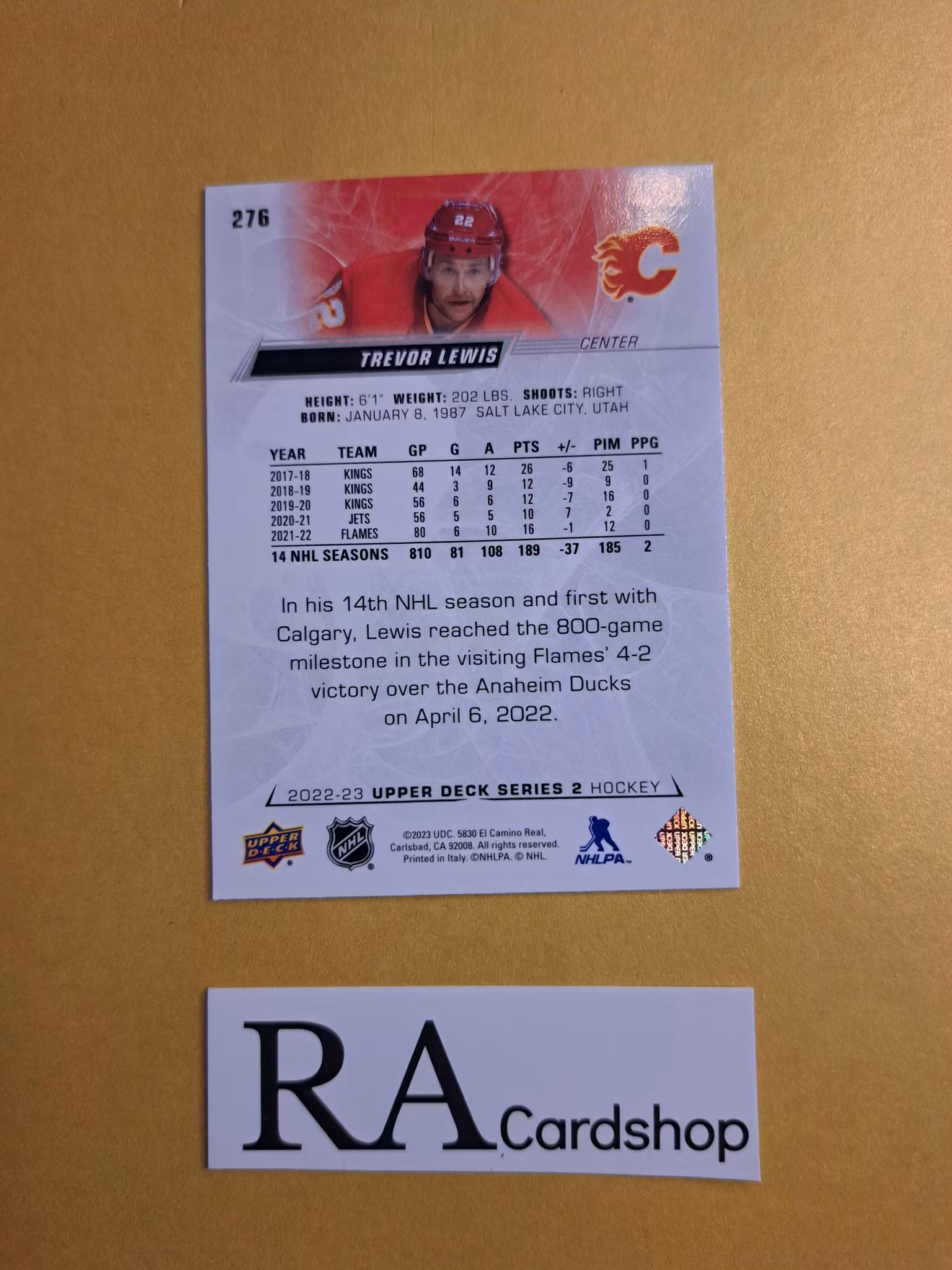 #276 Trevor Lewis 2022-23 Upper Deck Series 2 Hockey