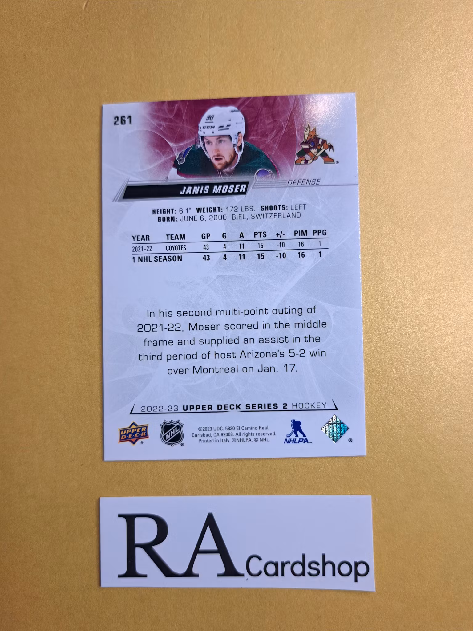 #261 Janis Moser 2022-23 Upper Deck Series 2 Hockey