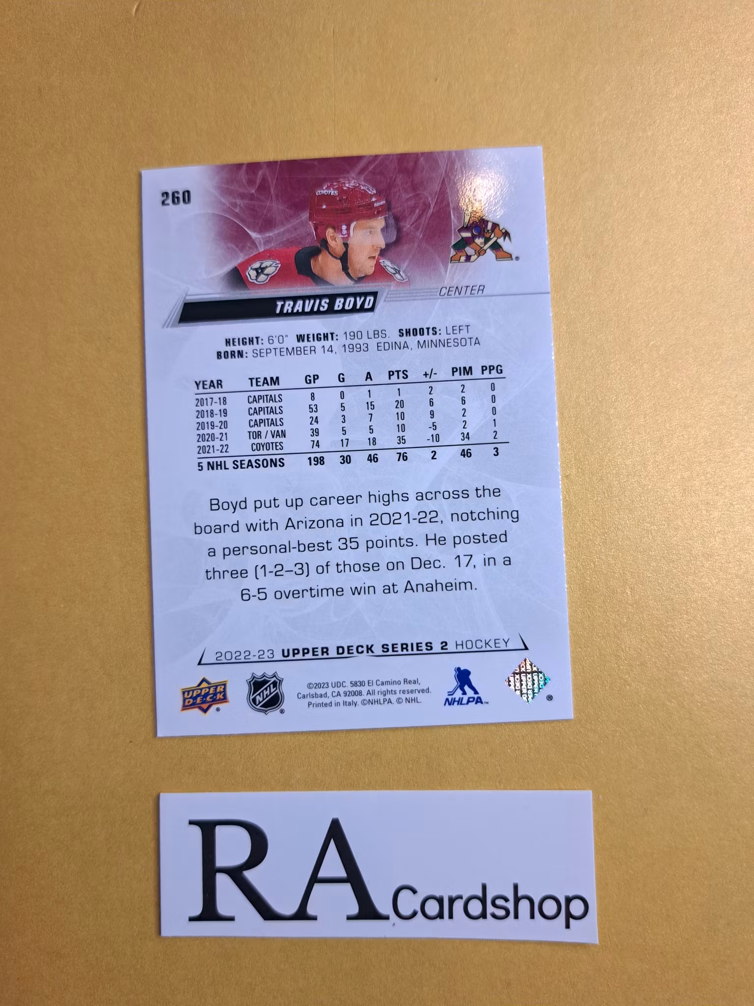 #260 Travis Boyd 2022-23 Upper Deck Series 2 Hockey