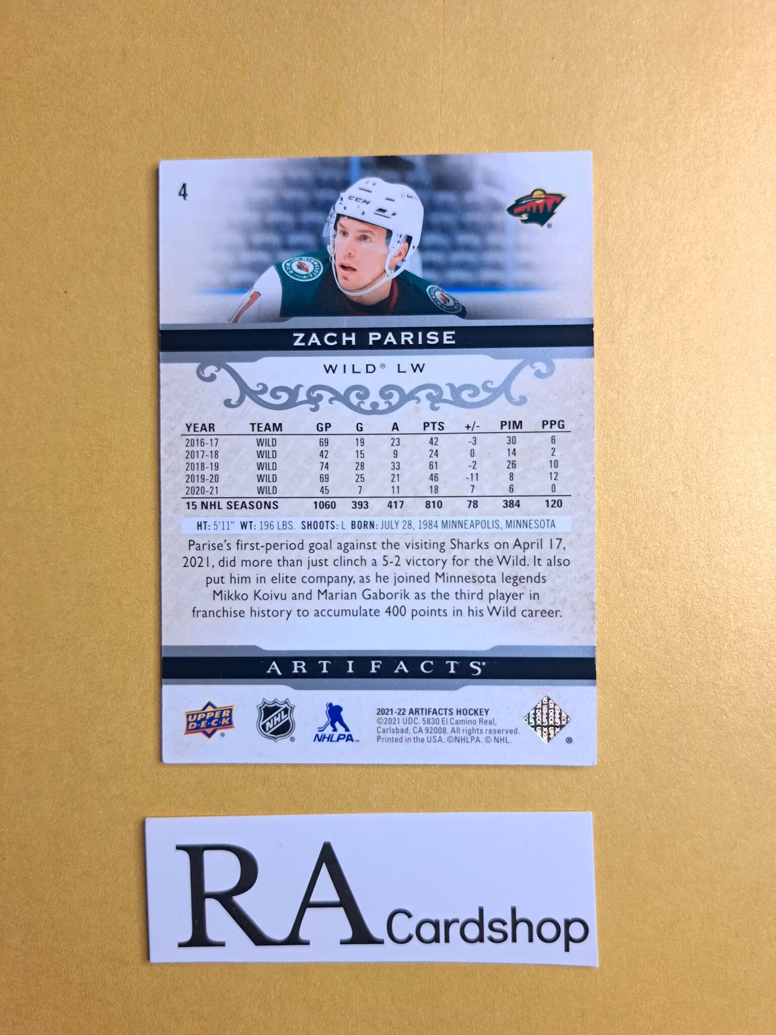 #4 Zach Parise 2021-22 Artifacts Hockey