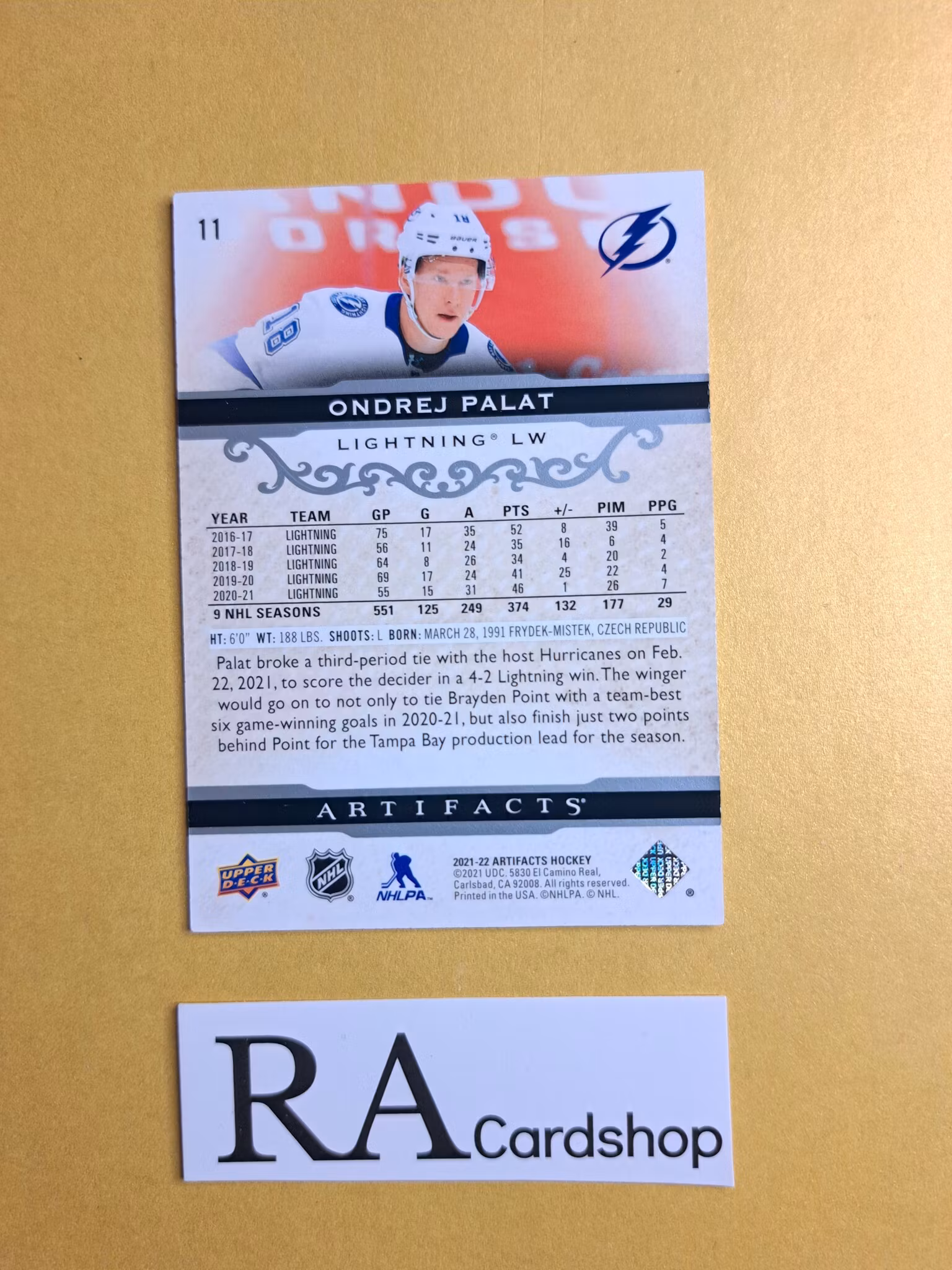 #11 Ondrej Palat 2021-22 Artifacts Hockey