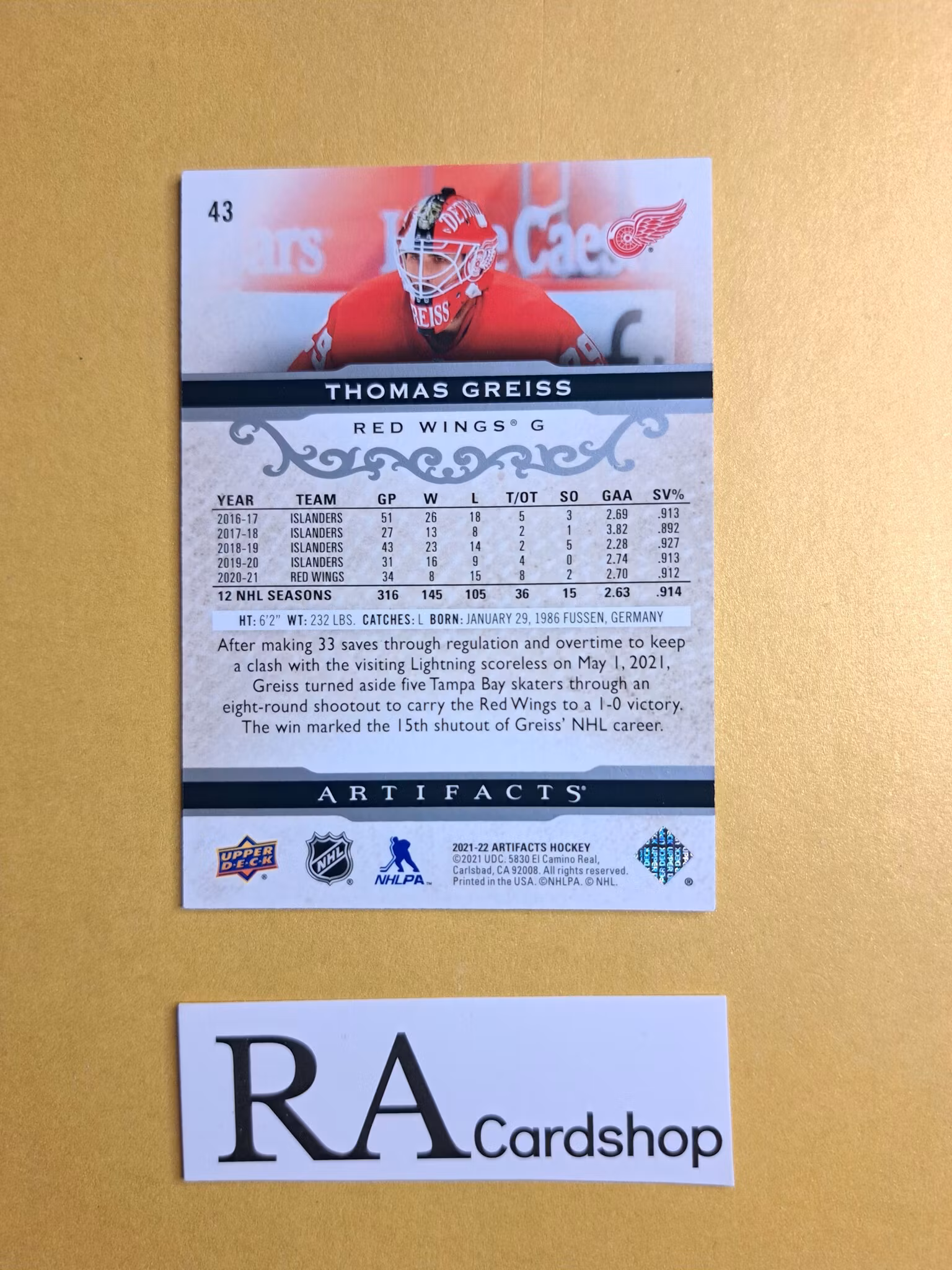 #43 Thomas Geiss 2021-22 Artifacts Hockey