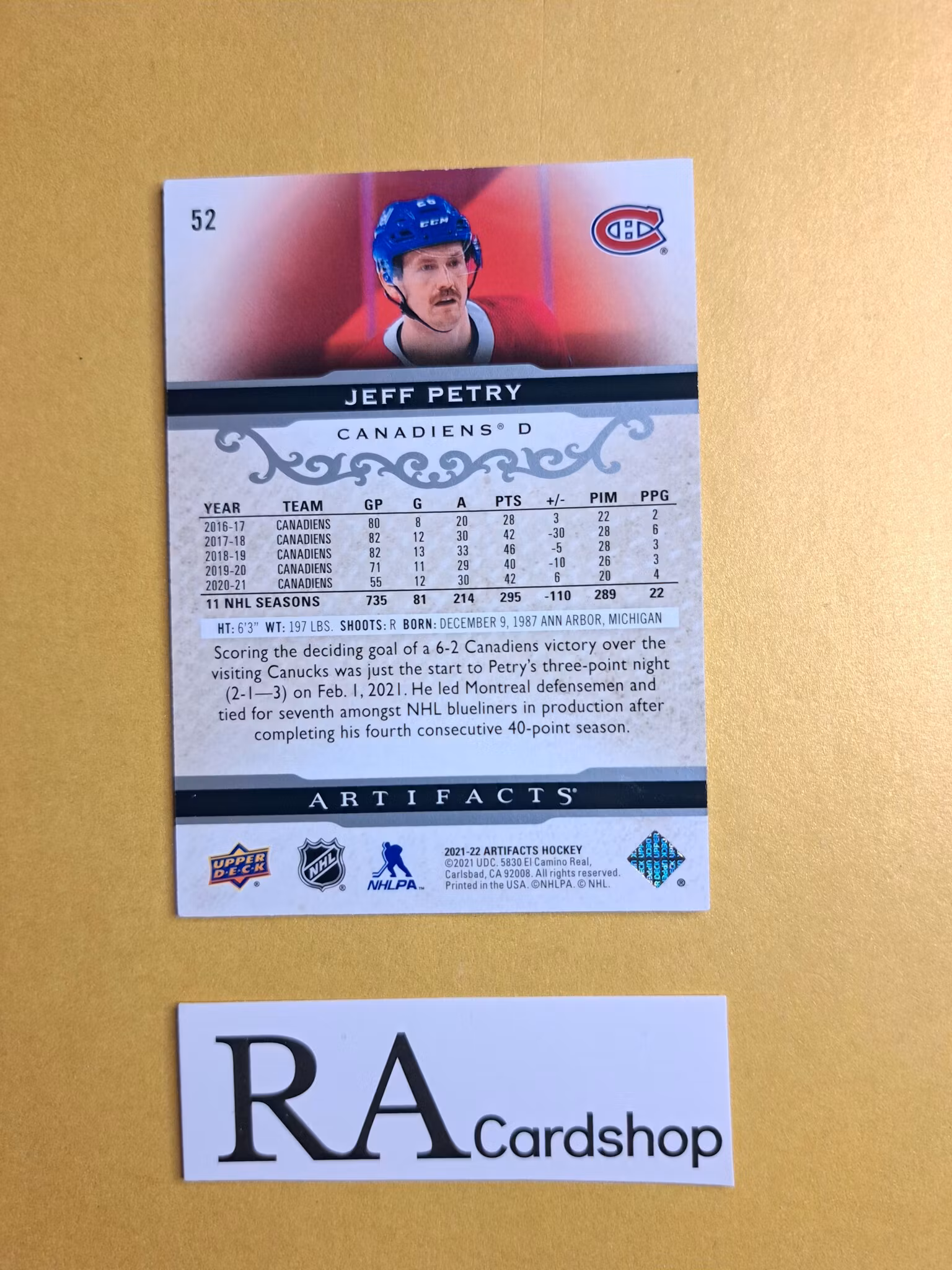 #52 Jeff Petry 2021-22 Artifacts Hockey