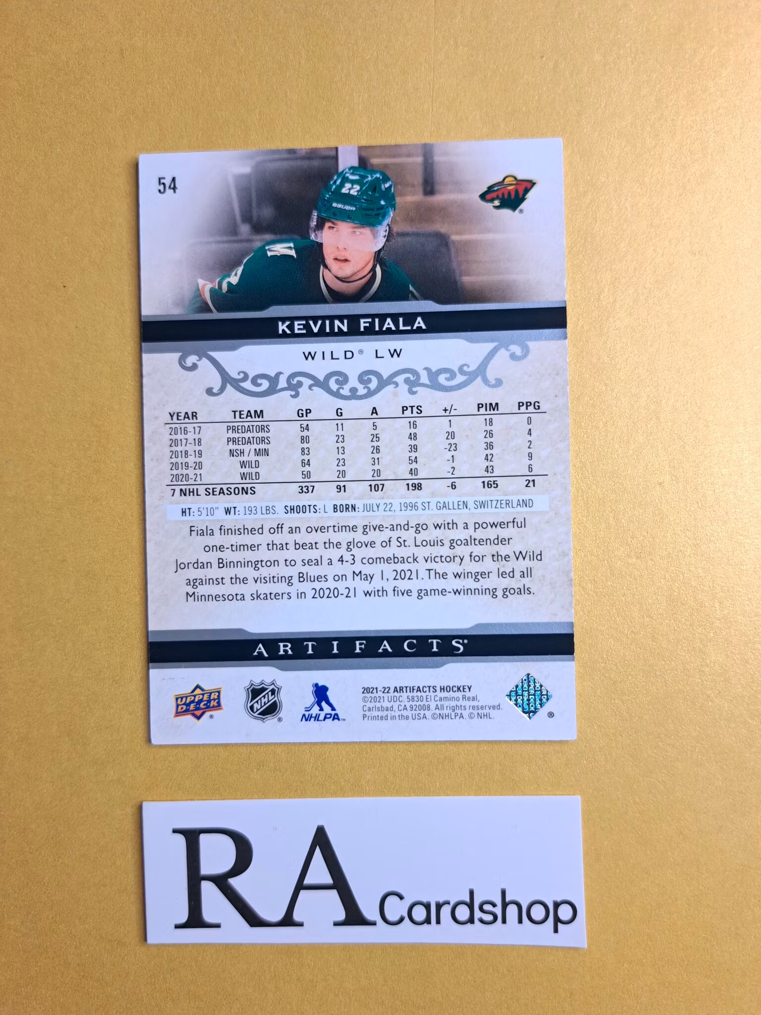 #54 Kevin Fiala 2021-22 Artifacts Hockey