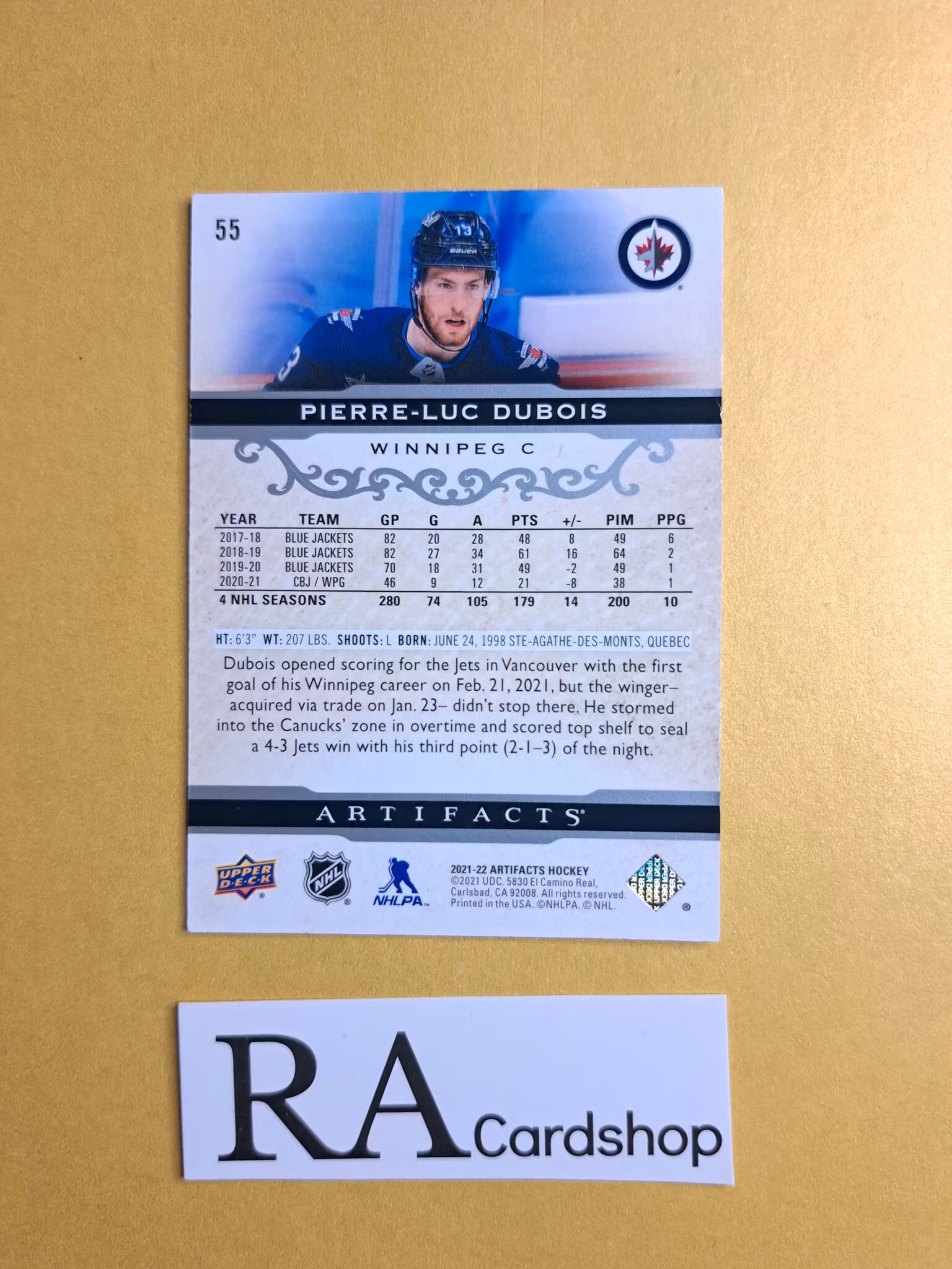#55 Pierre - Luc Dubois 2021-22 Artifacts Hockey