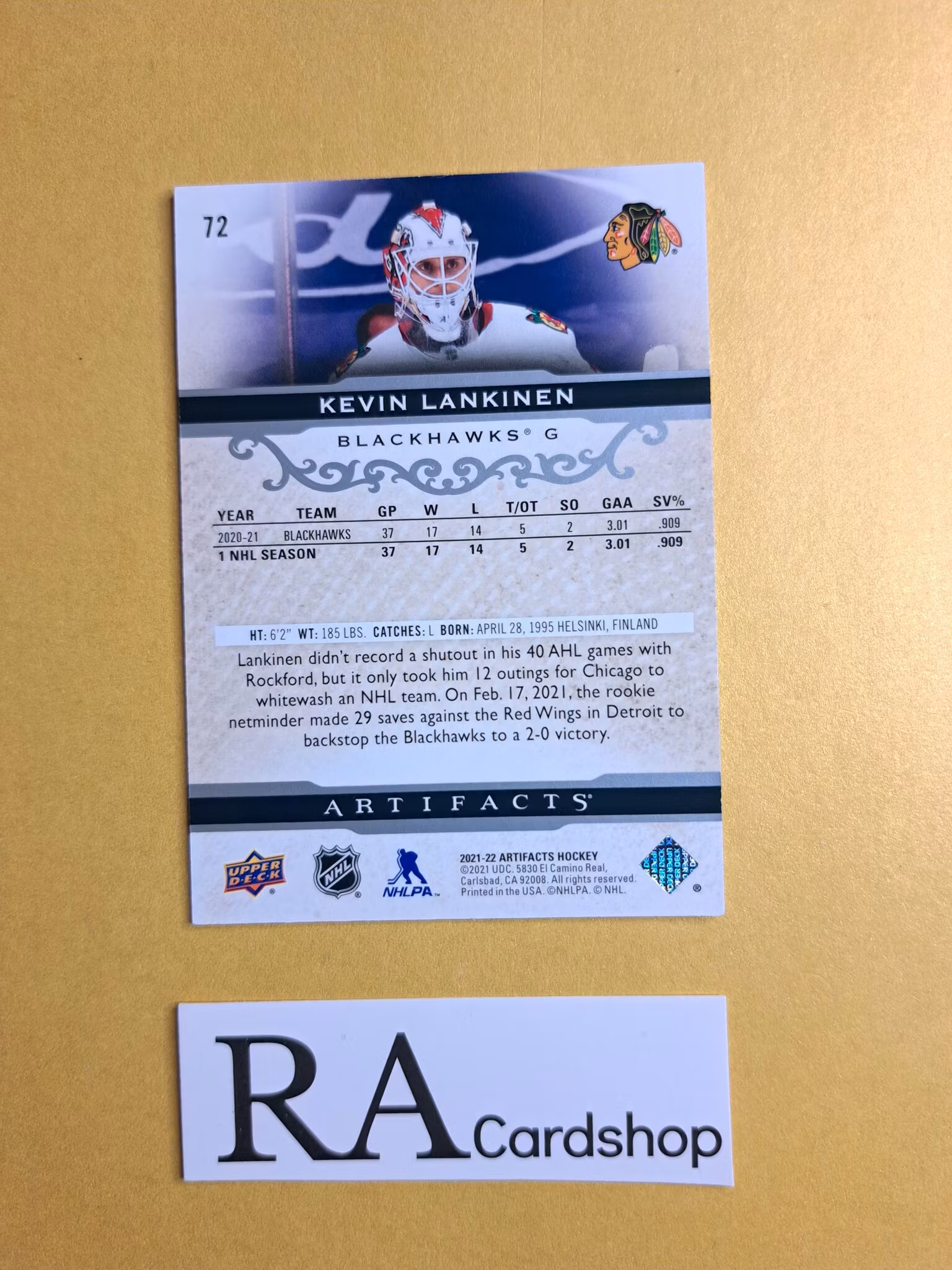 #72 Kevin Lankinen 2021-22 Artifacts Hockey