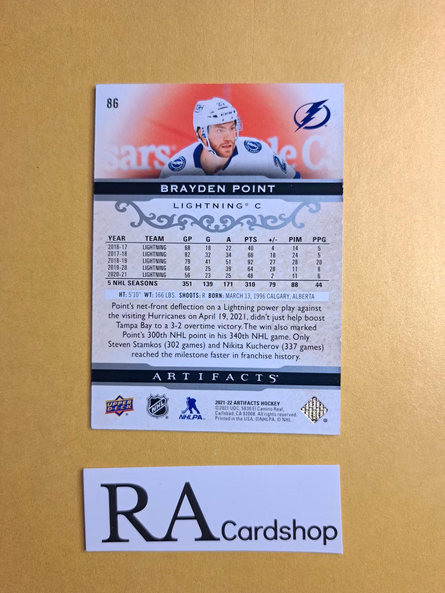 #86 Brayden Point 2021-22 Artifacts Hockey
