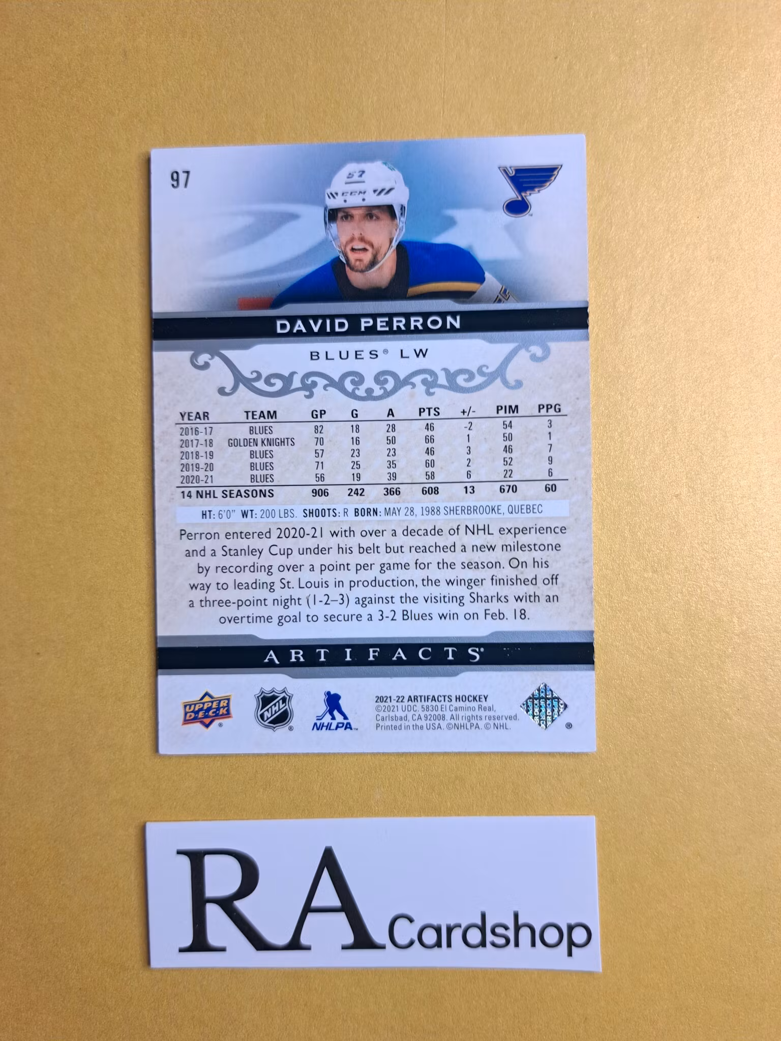 #97 David Perron 2021-22 Artifacts Hockey
