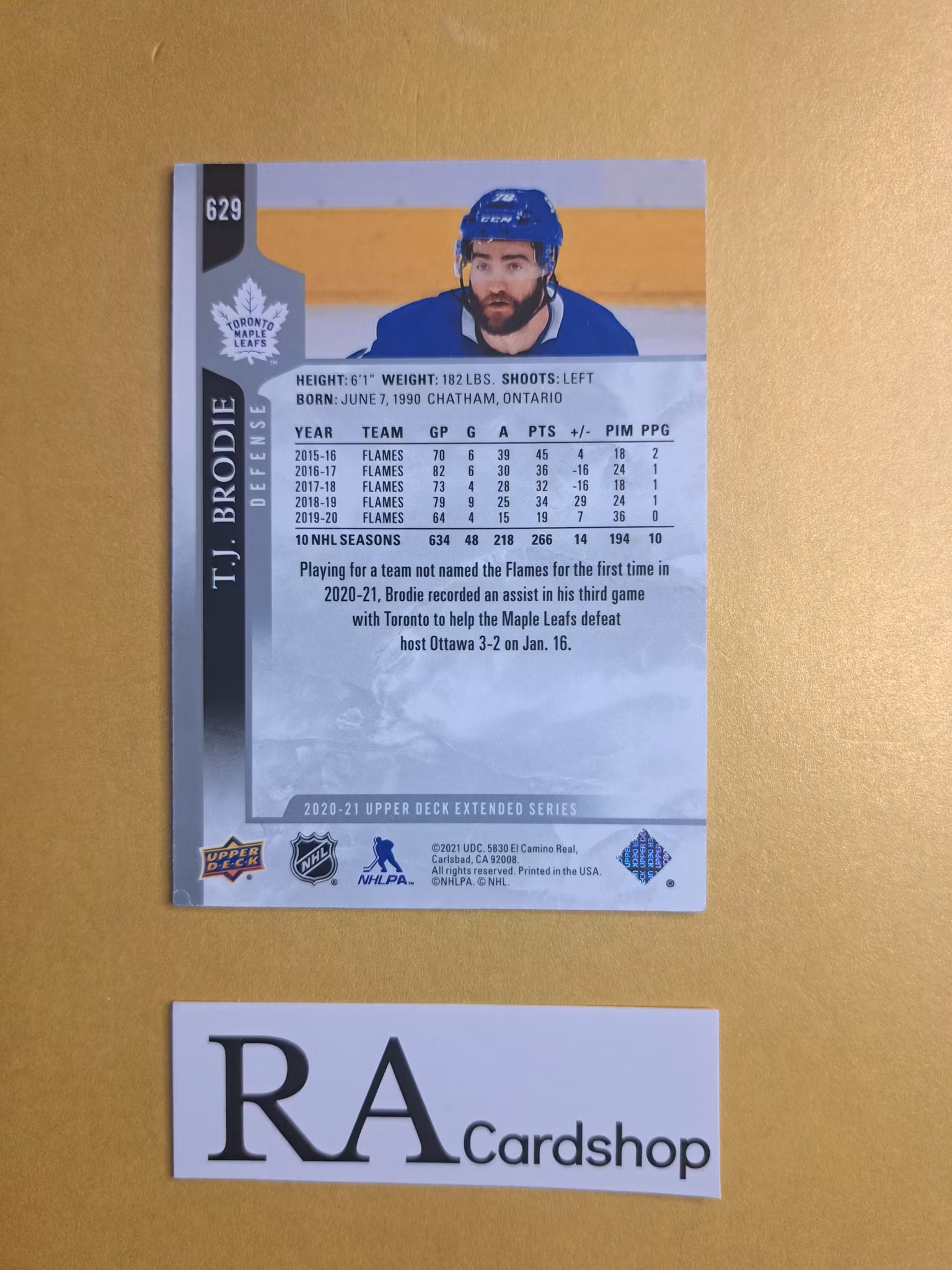 #629 T.J. Brodie 2020-21 Upper Deck Extended Series Hockey