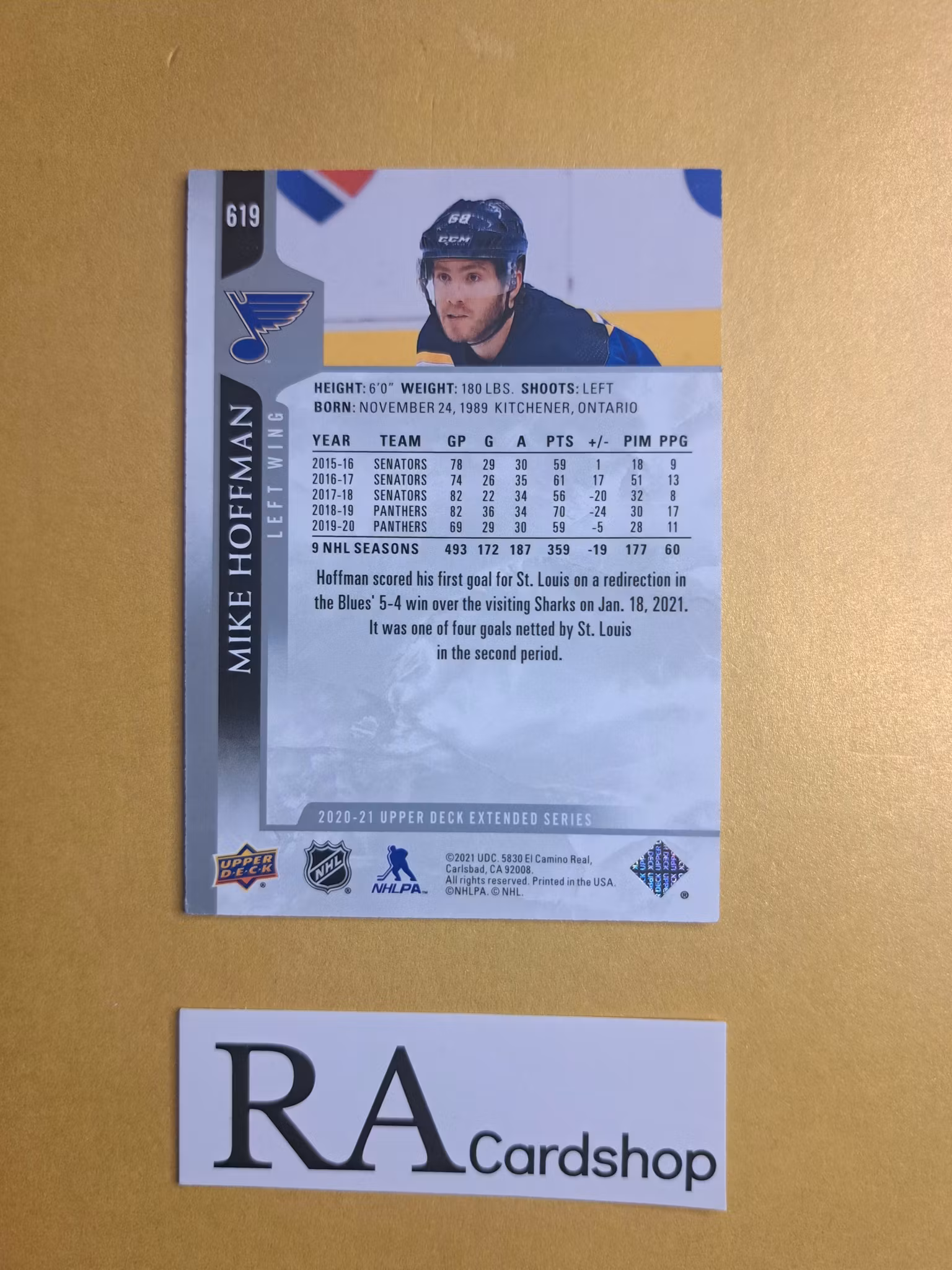 #619 Mike Hoffman 2020-21 Upper Deck Extended Series Hockey