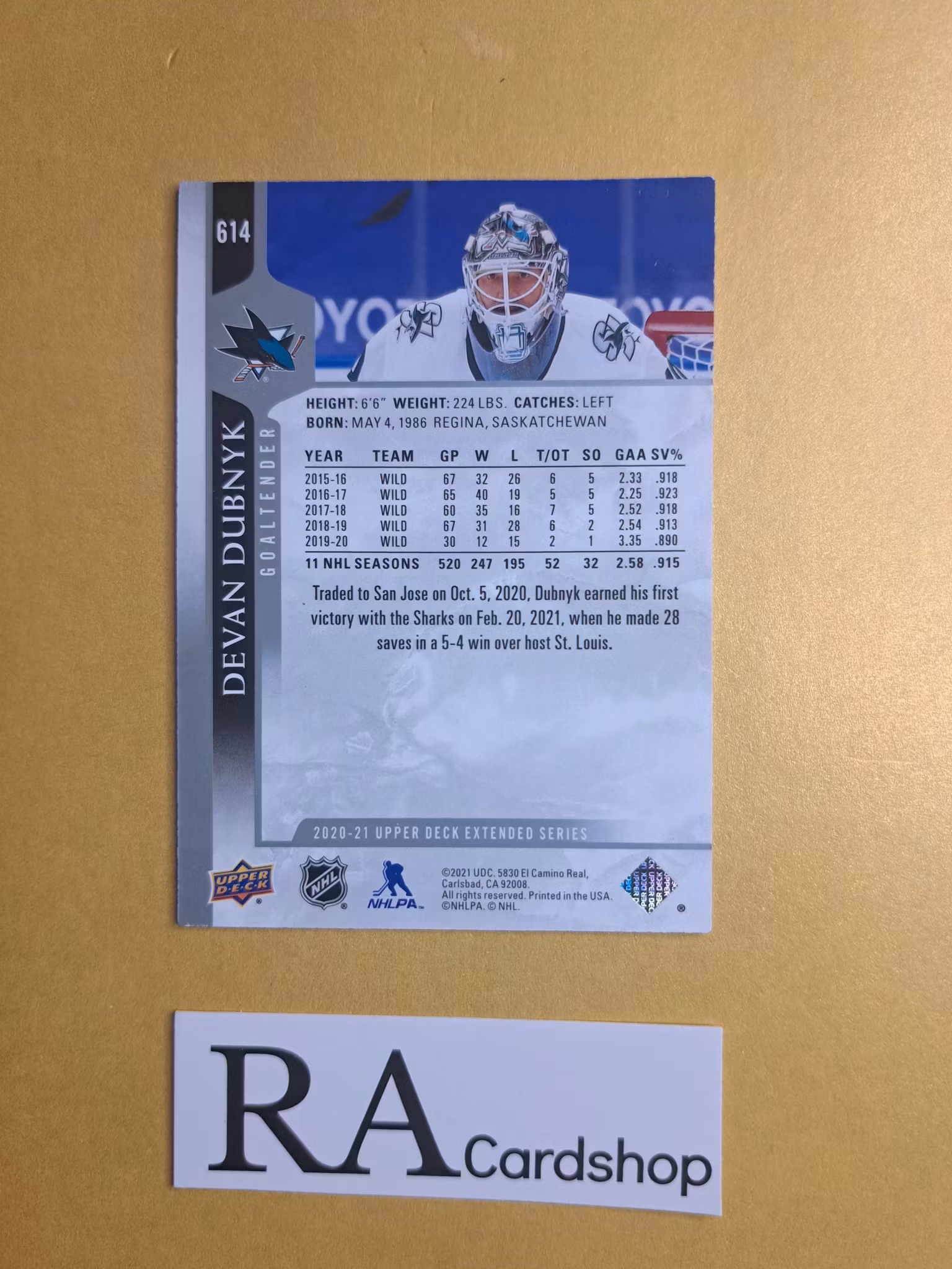 #614 Devan Dubnyk 2020-21 Upper Deck Extended Series Hockey