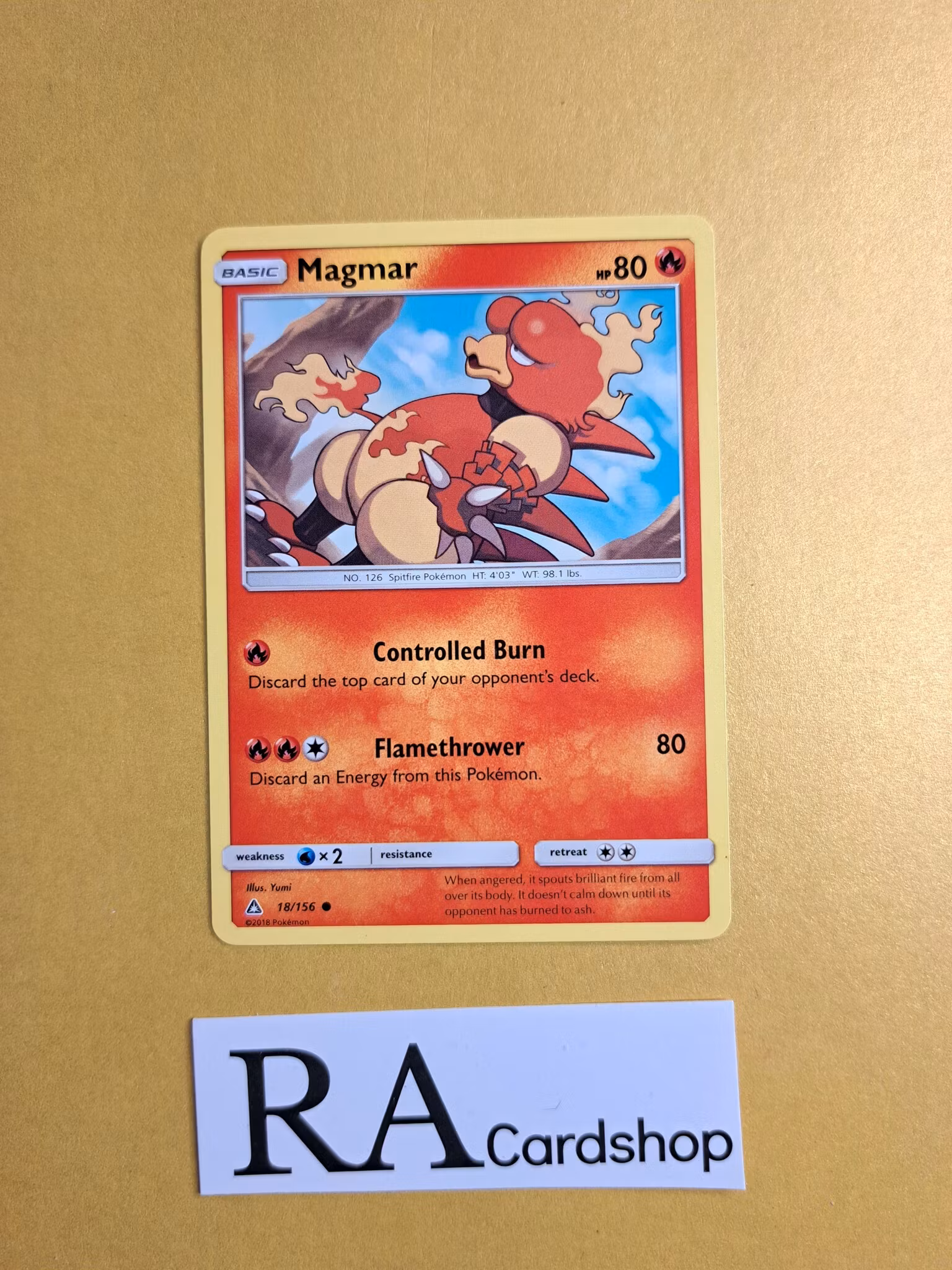 Magmar Common 18/156 Ultra Prism Pokemon Kort