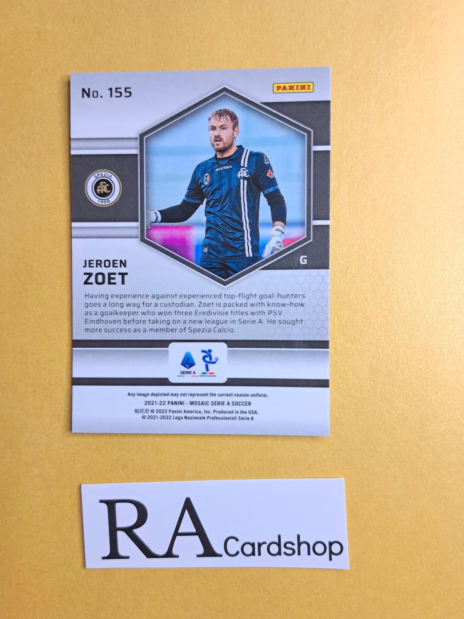 #155 Jeroen Zoet 2021-22 Panini Mosaic Serie A Soccer Fotboll